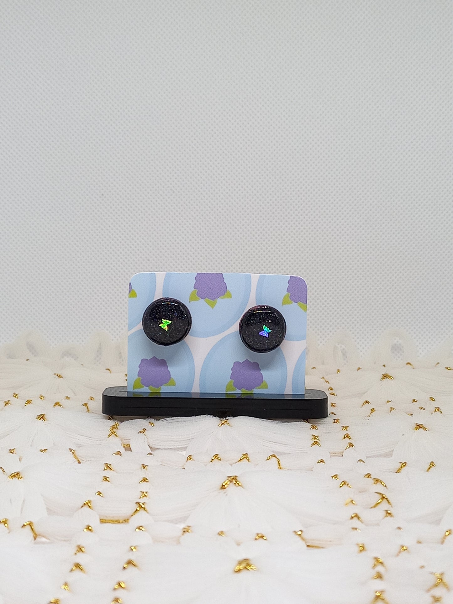 Dark Blue Glittery Stud Earrings | Sparkles Collection