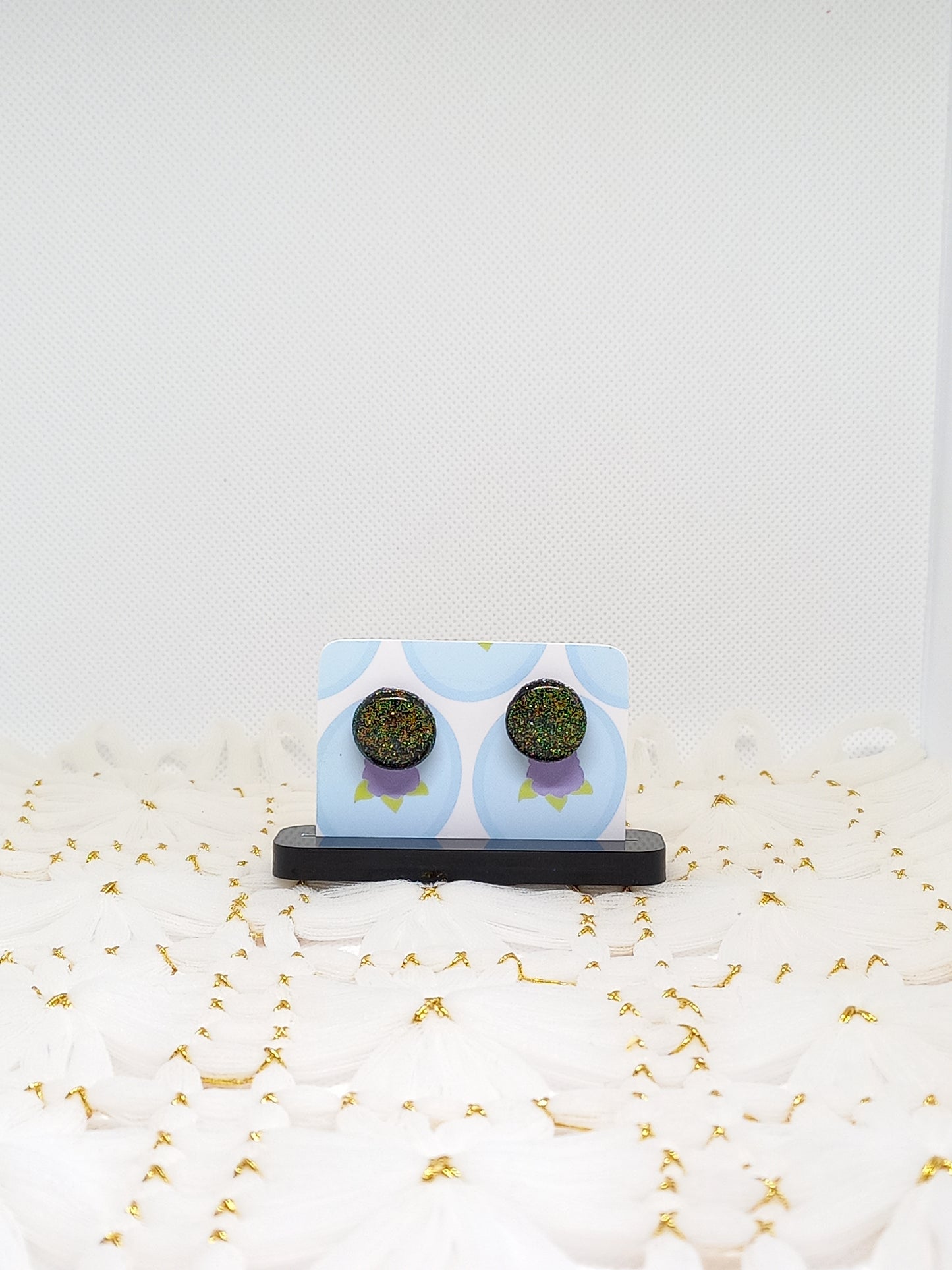 Green Glittery Stud Earrings | Sparkles Collection