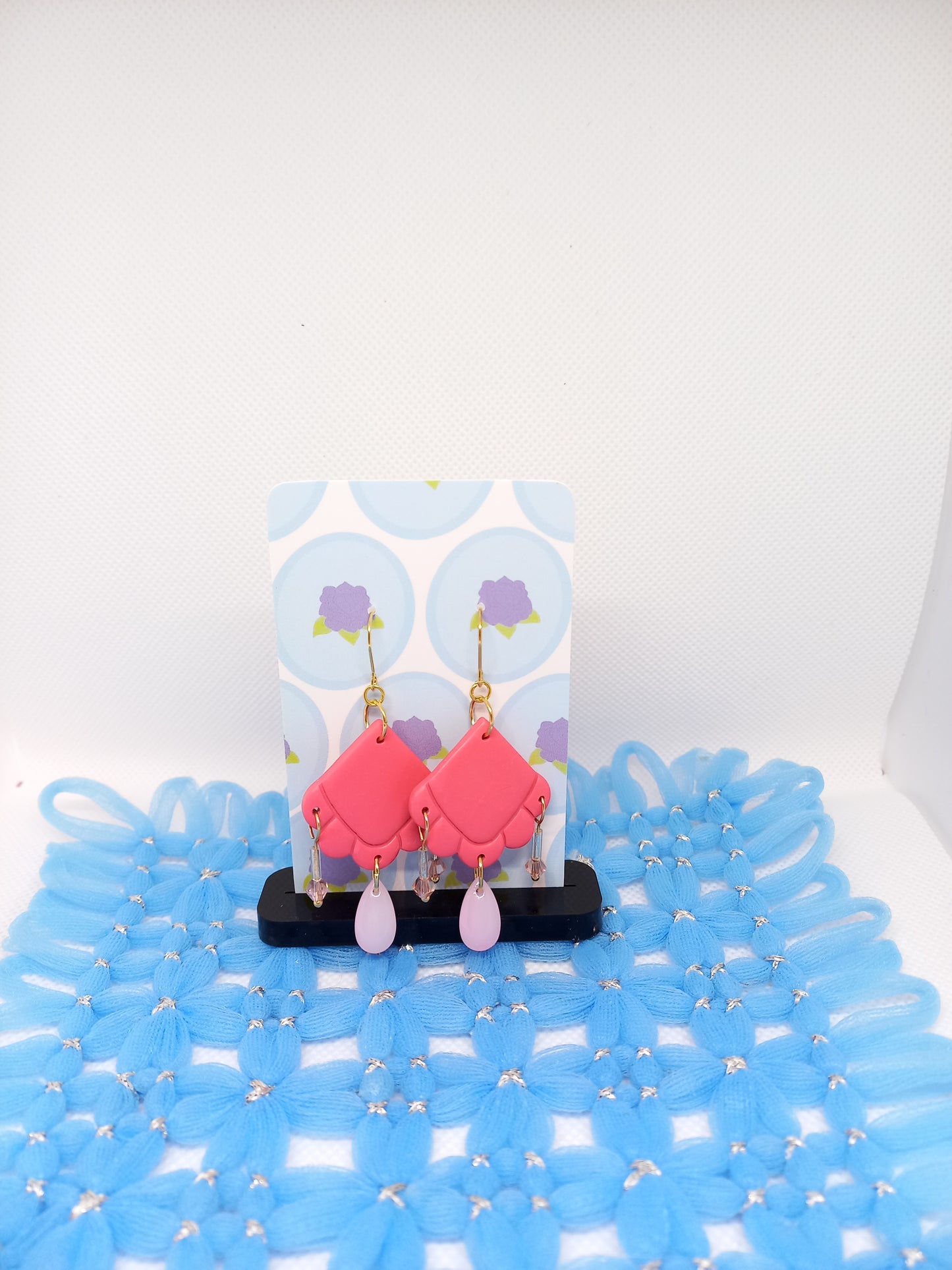 Pink Embossed Teardrop Earrings | Embossed Collection