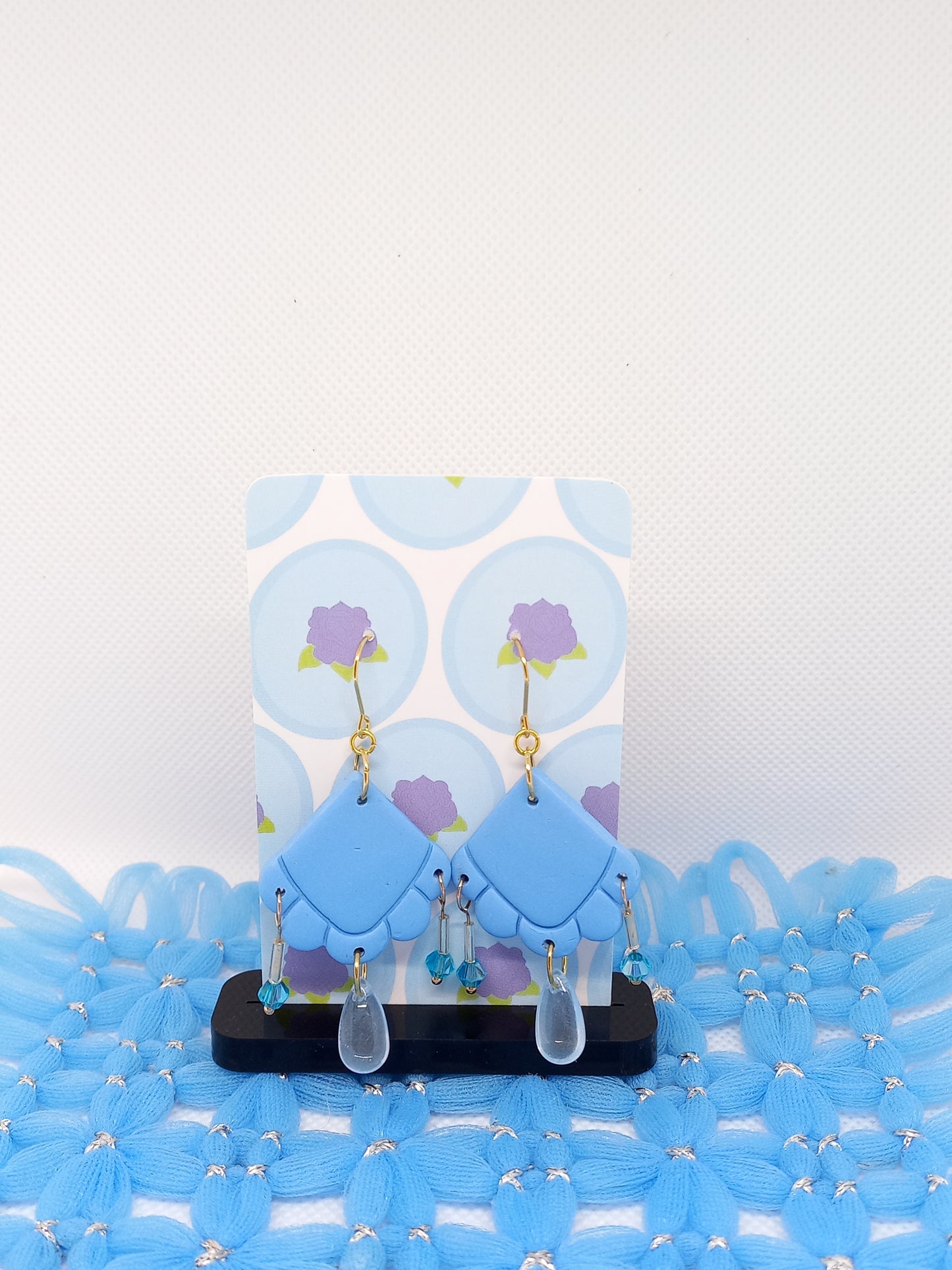 Blue Embossed Teardrop Earrings | Embossed Collection