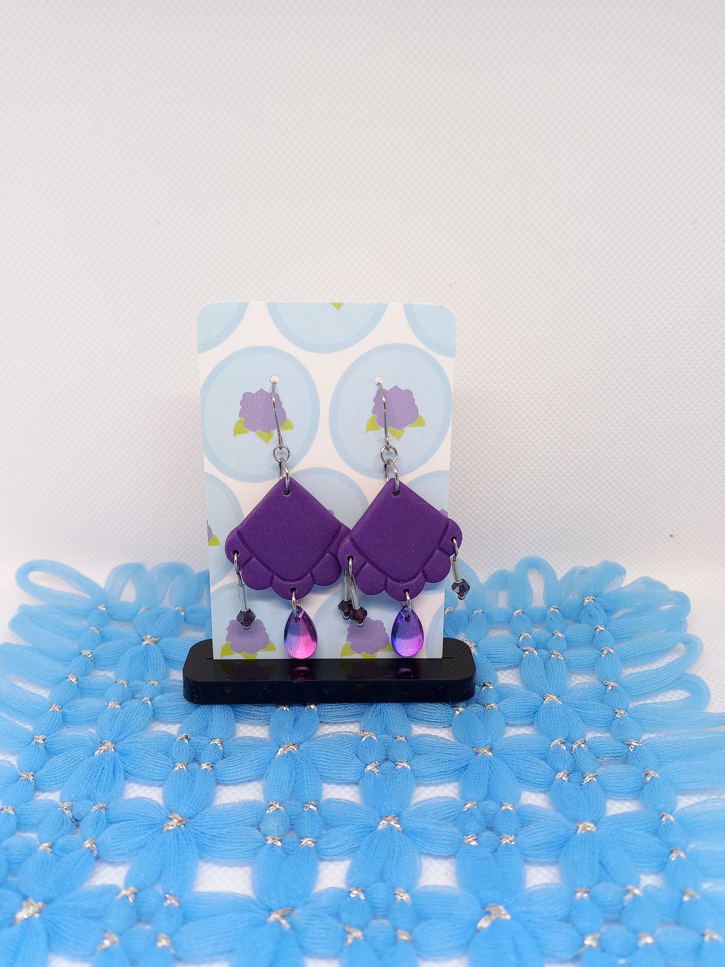 Purple Embossed Teardrop Earrings | Embossed Collection