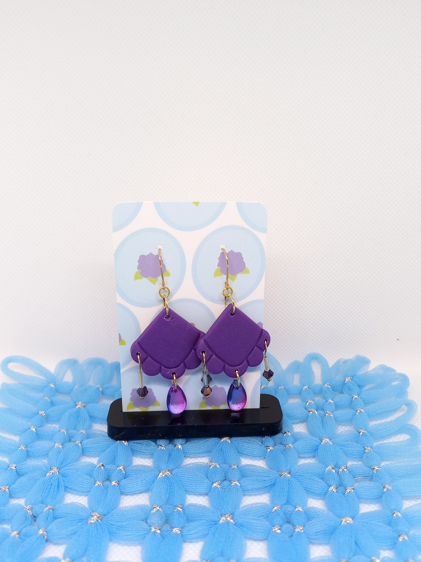 Purple Embossed Teardrop Earrings | Embossed Collection