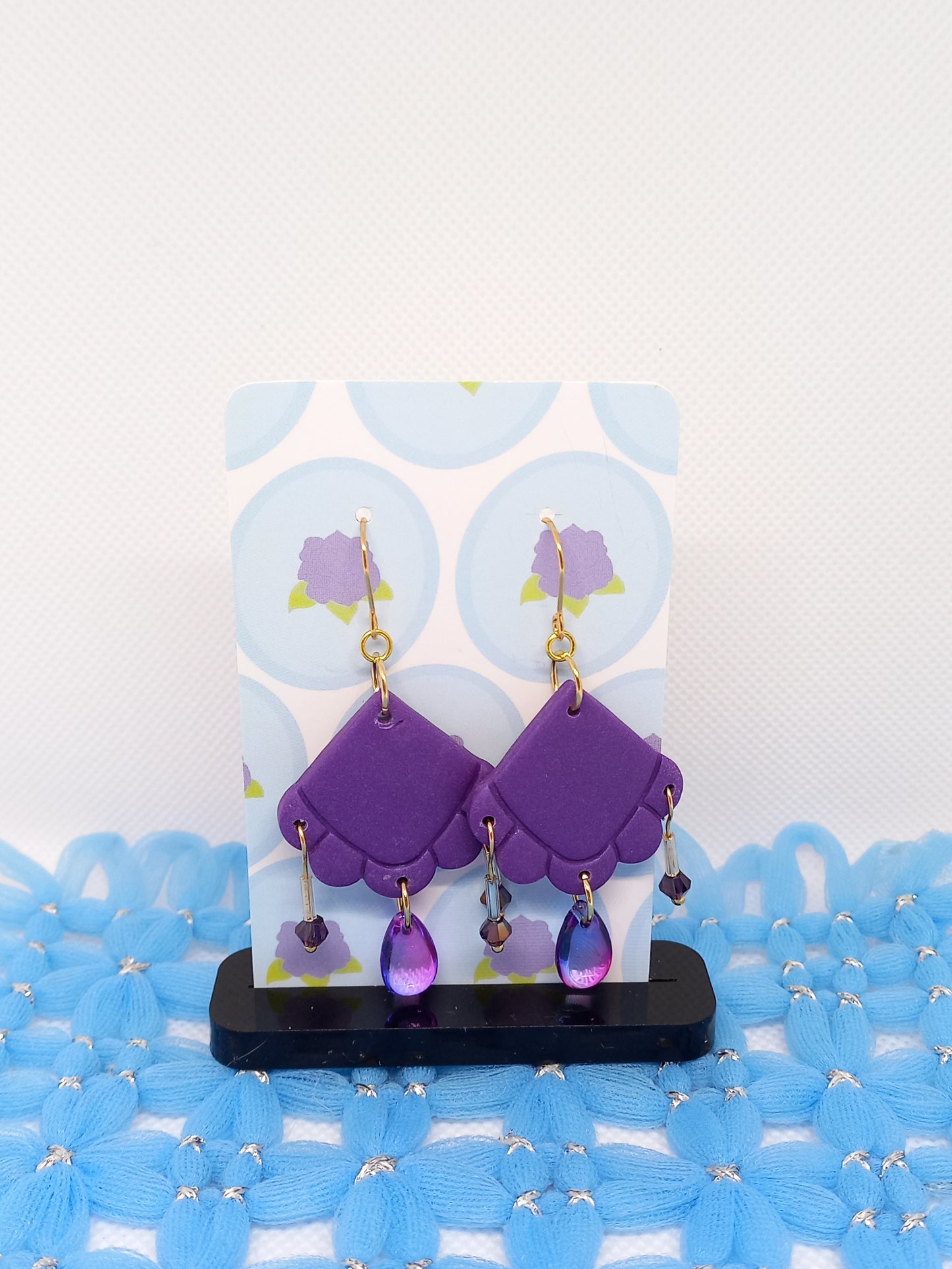 Purple Embossed Teardrop Earrings | Embossed Collection