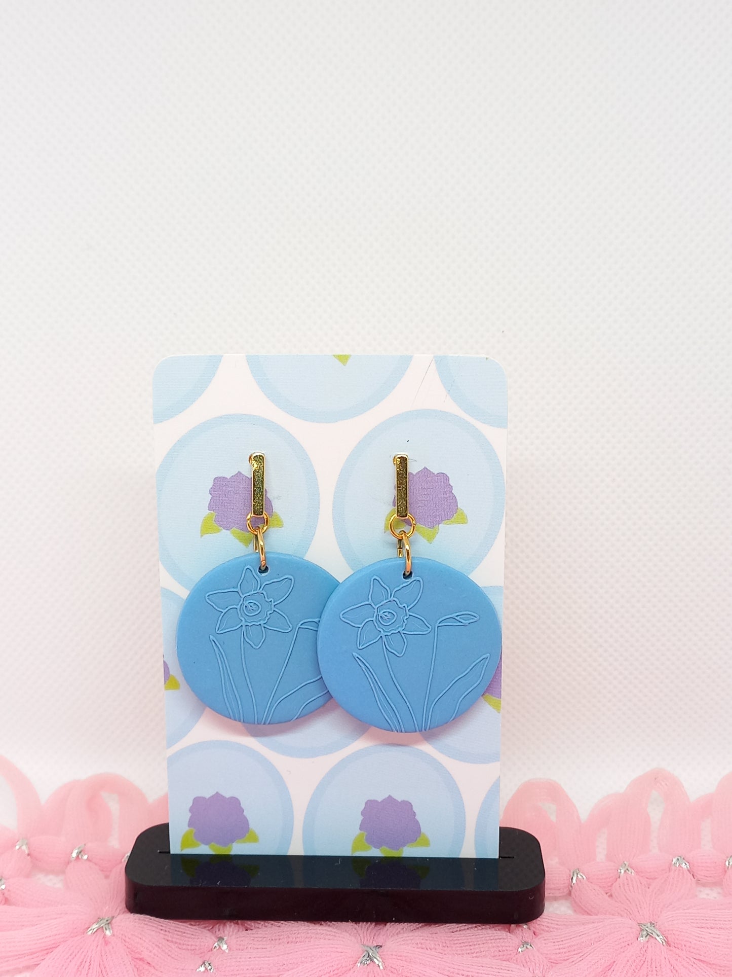 Blue Circle Daffodil Earrings | Daffodil Collection