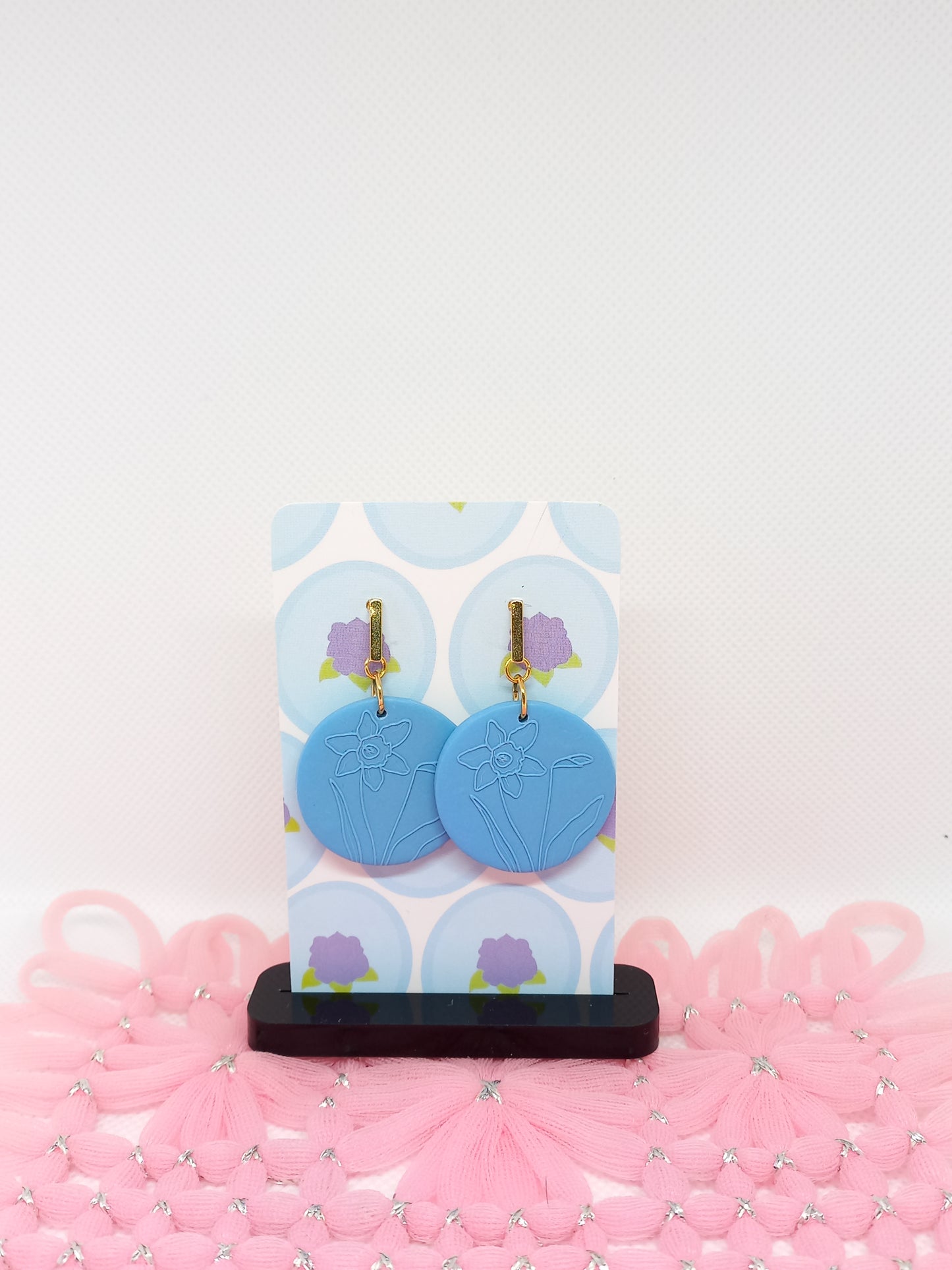 Blue Circle Daffodil Earrings | Daffodil Collection
