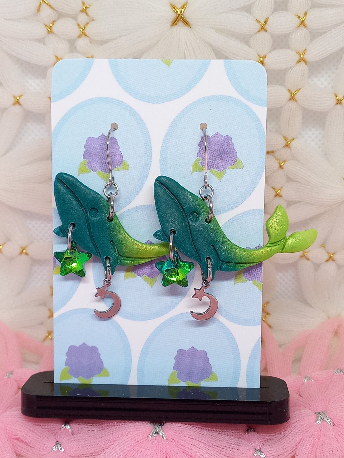 Green Ombré Whale Earrings | Sea Critters