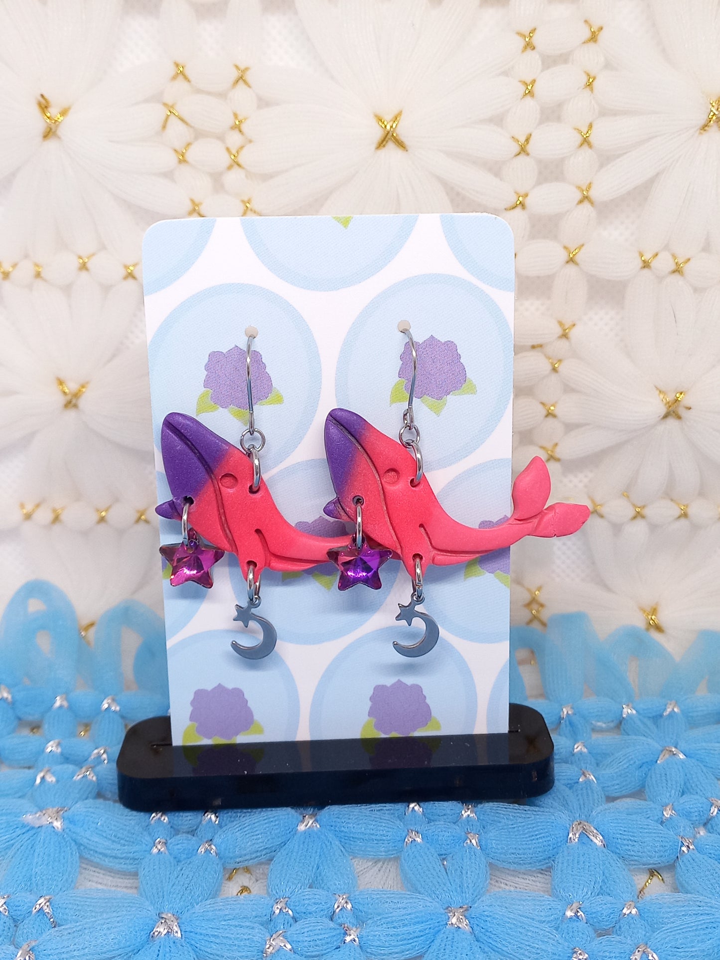 Purple & Pink Ombré Whale Earrings | Sea Critters