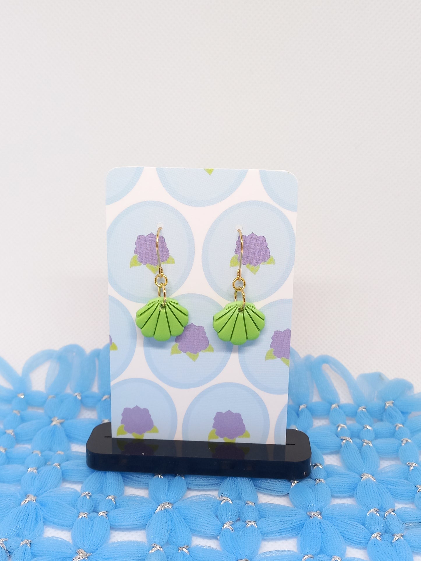 Lime Green Sea Shell Earrings | Sea Critters