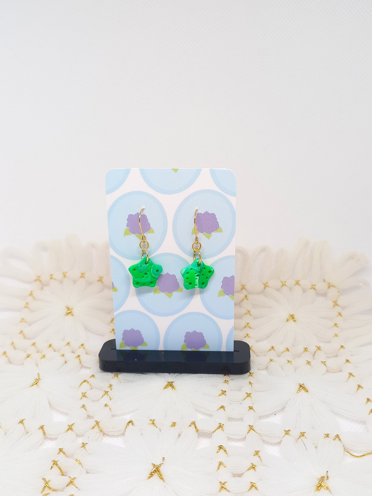 Green Marbled Mini Starfish Earrings | Sea Critters