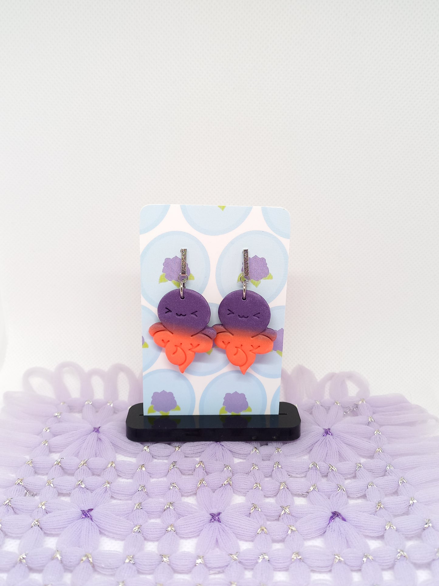 Purple & Orange Happy Octopus Earrings | Sea Critters