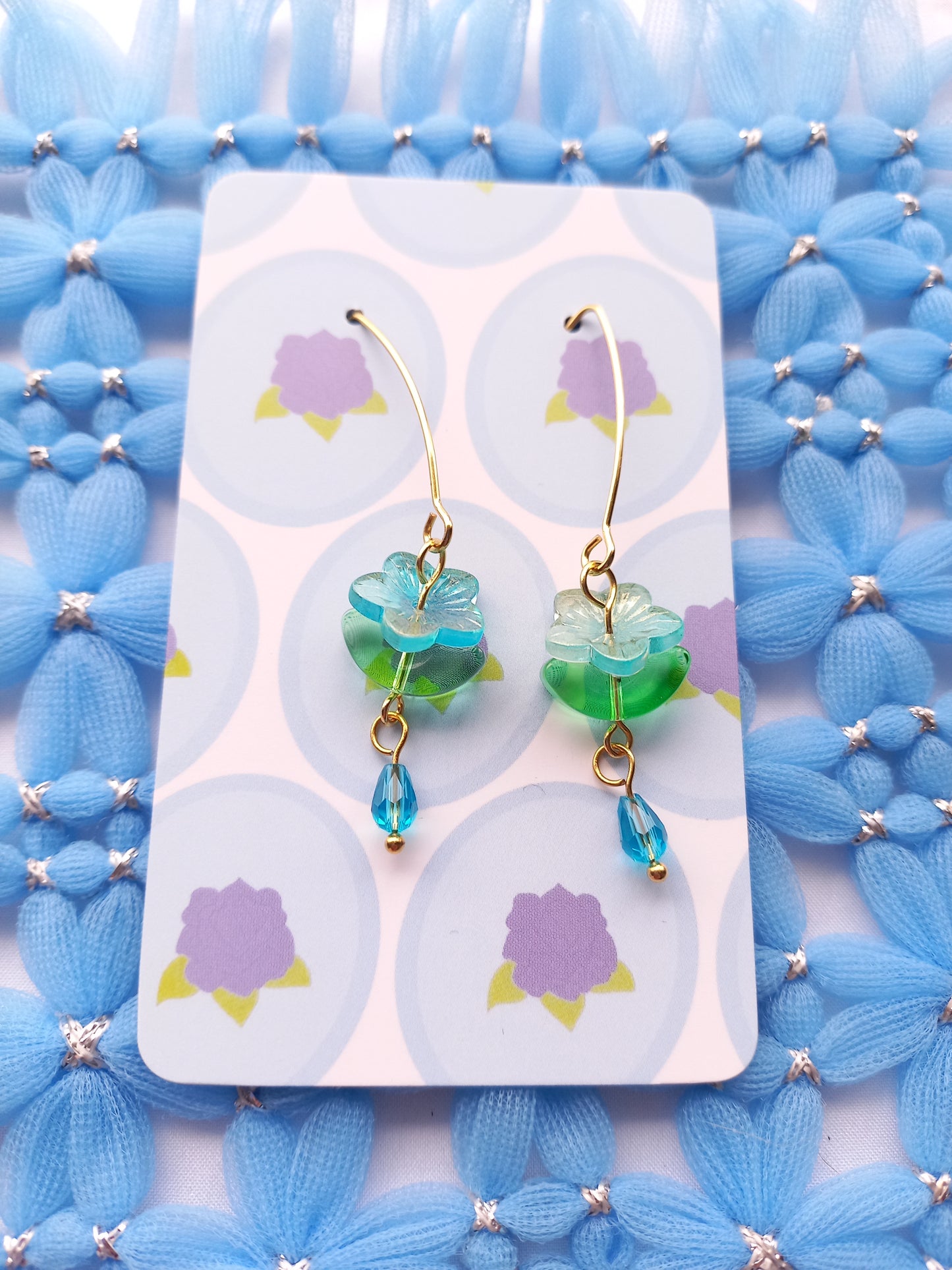 Blue Flower Drop Earrings | Flower Power