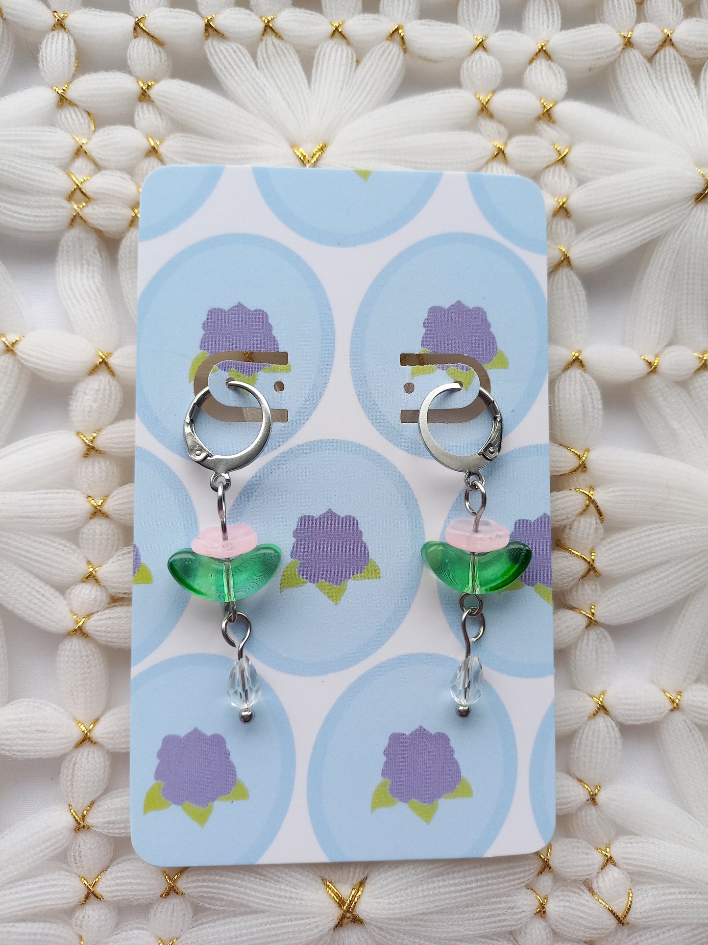 Pink Flower Drop Huggie Earrings | Flower Power