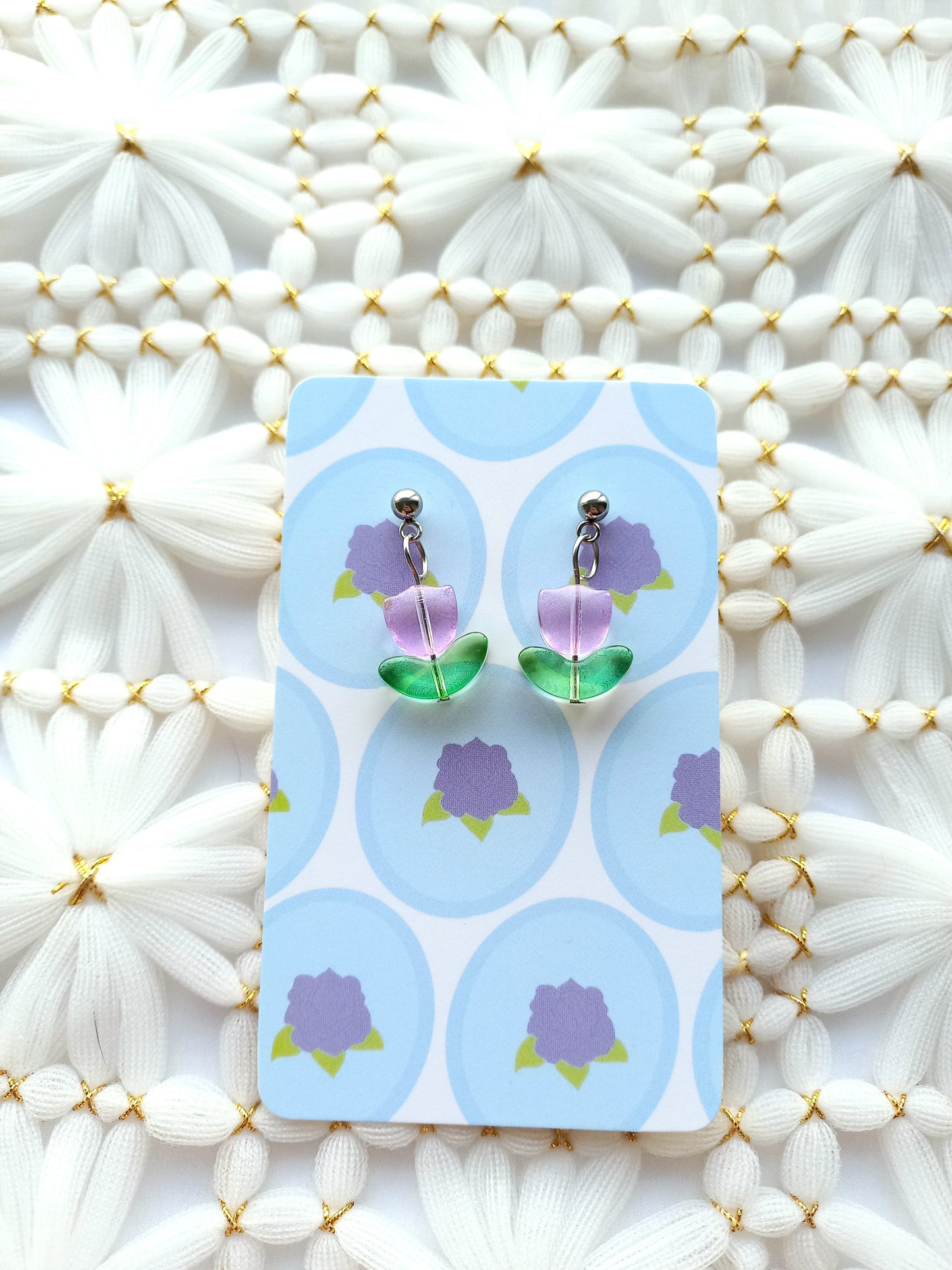 Lavender Tulip Ball Stud Earrings | Flower Power