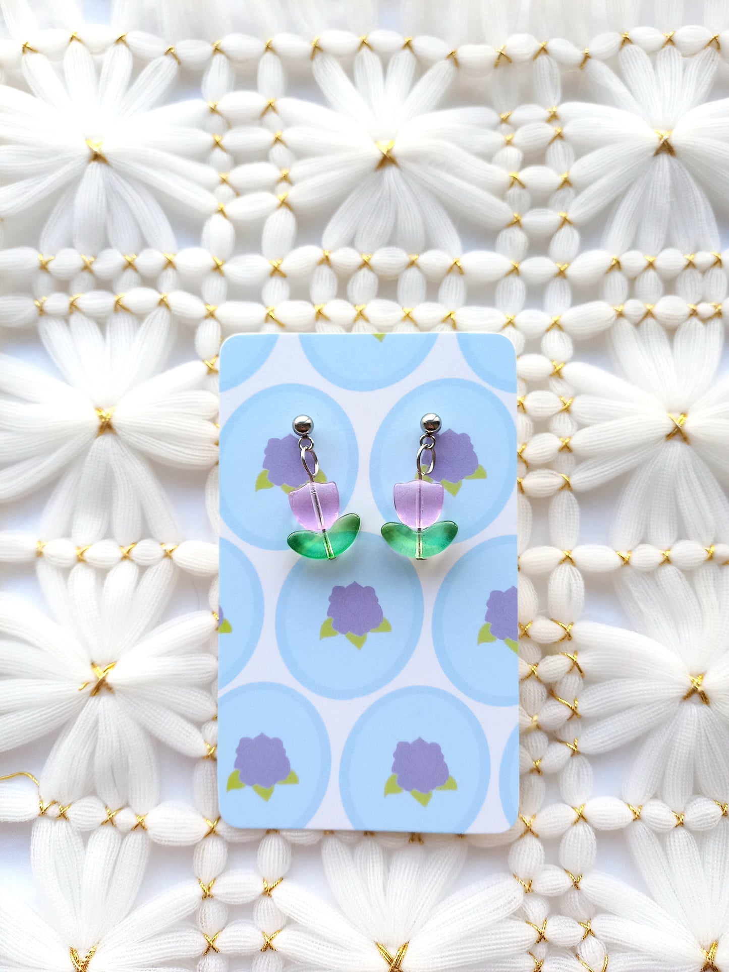 Lavender Tulip Ball Stud Earrings | Flower Power