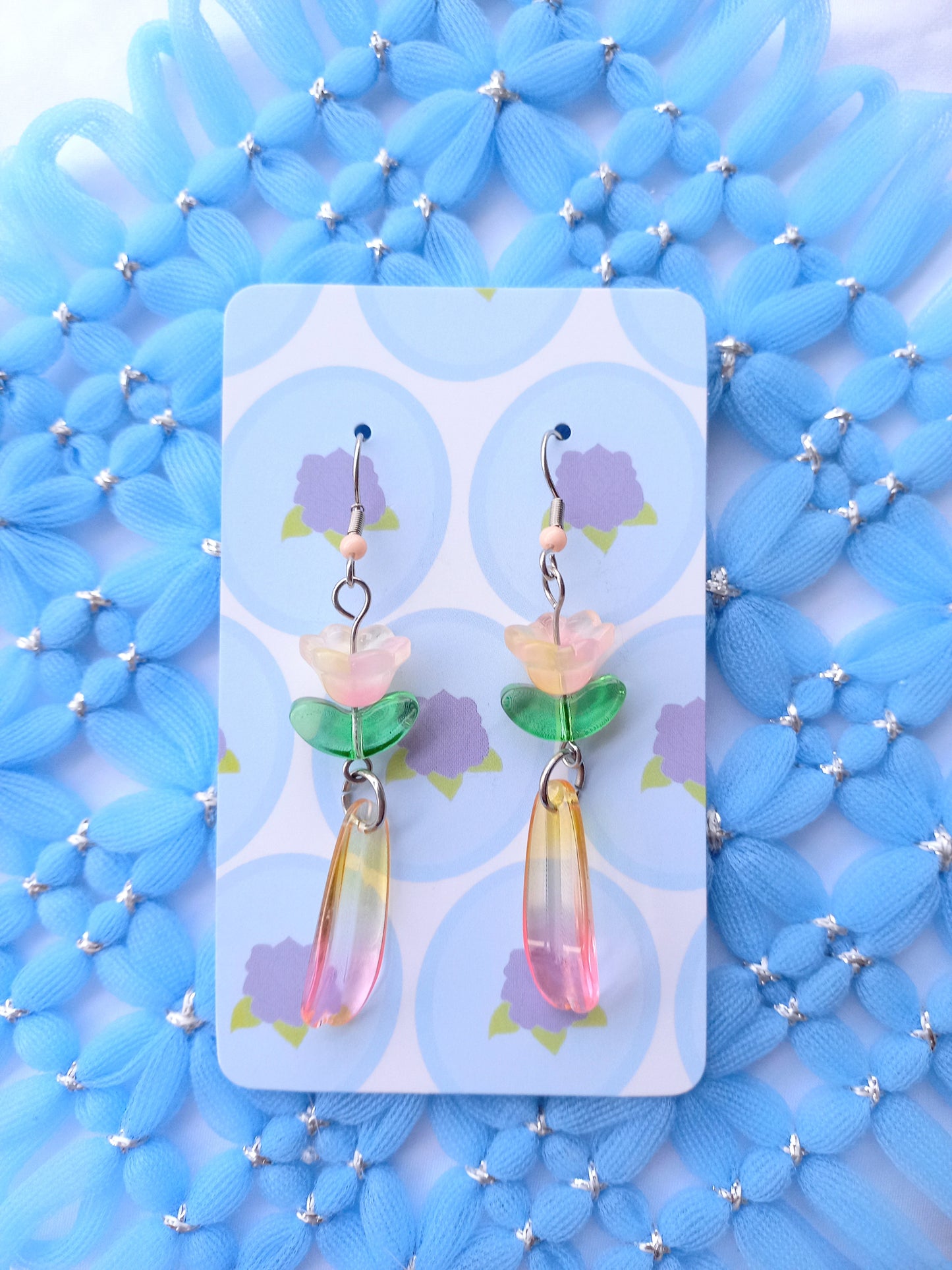 Pink & Yellow Flower Petal Drop Earrings | Flower Power