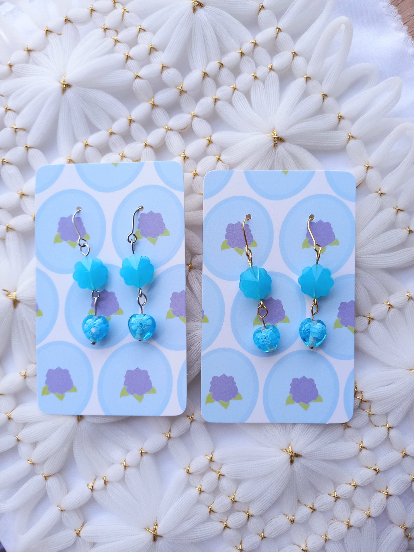 Blue Ruffle Flower Earrings | Flower Power