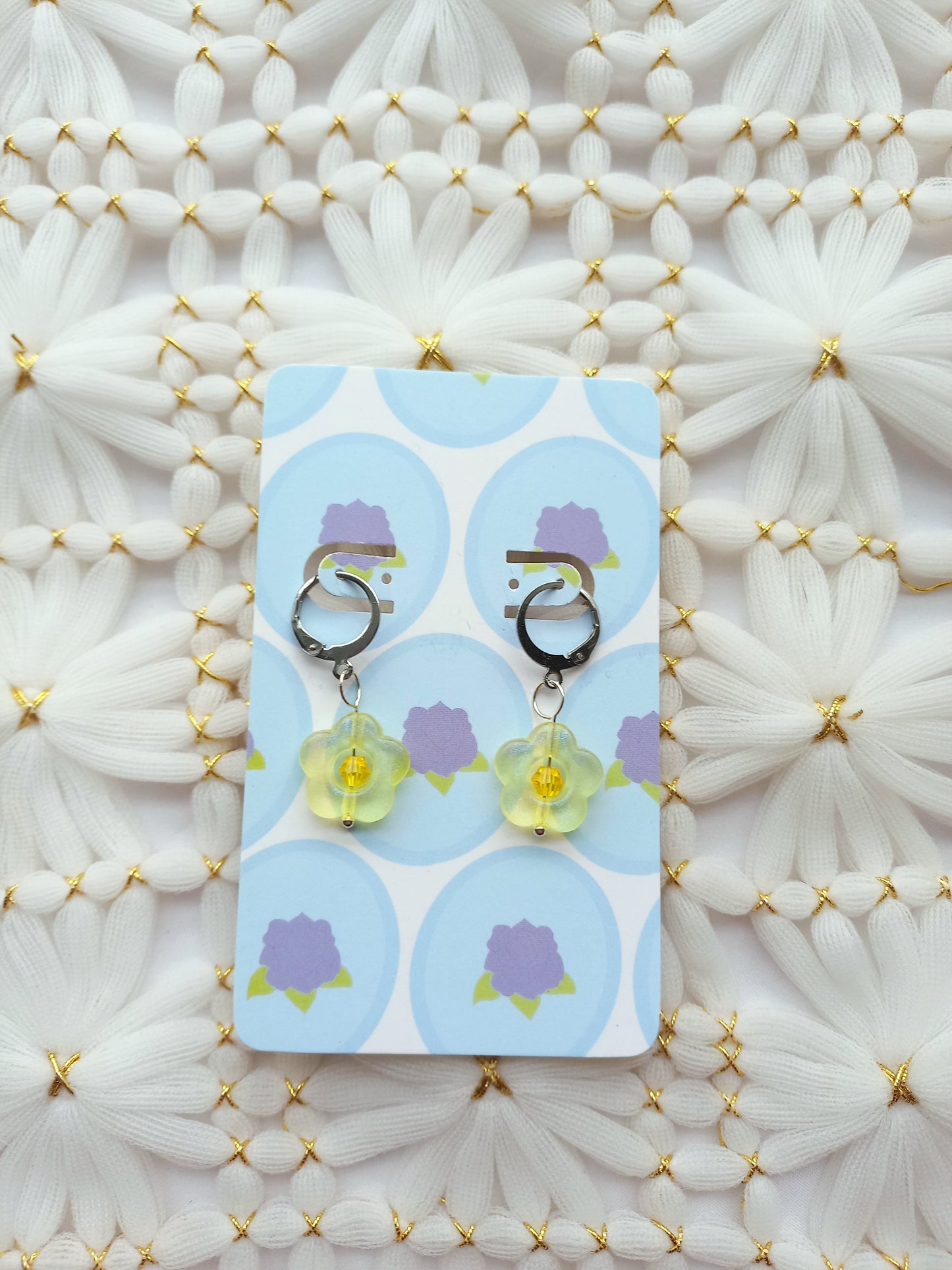 Yellow Acrylic Flower Earrings | Flower Power