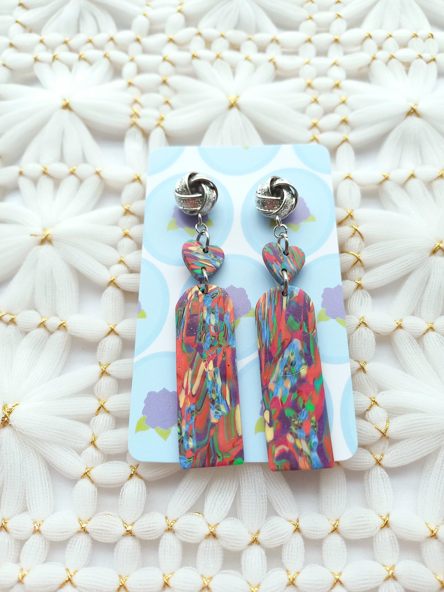 Multi Coloured Heart Arch Earrings | Love Collection