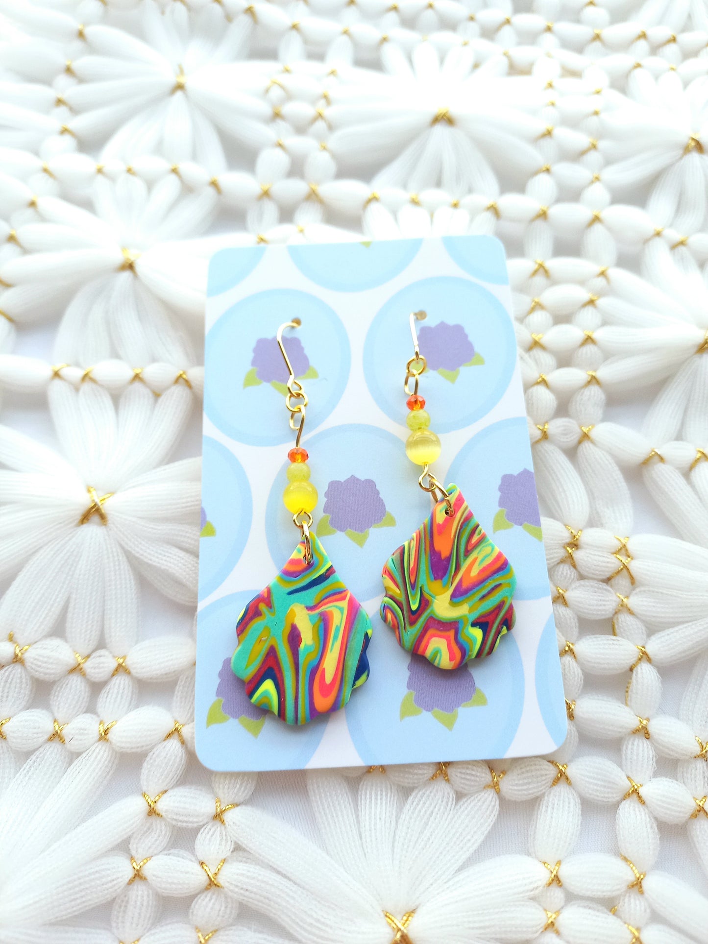 Scalloped Multicoloured Swirl Earrings