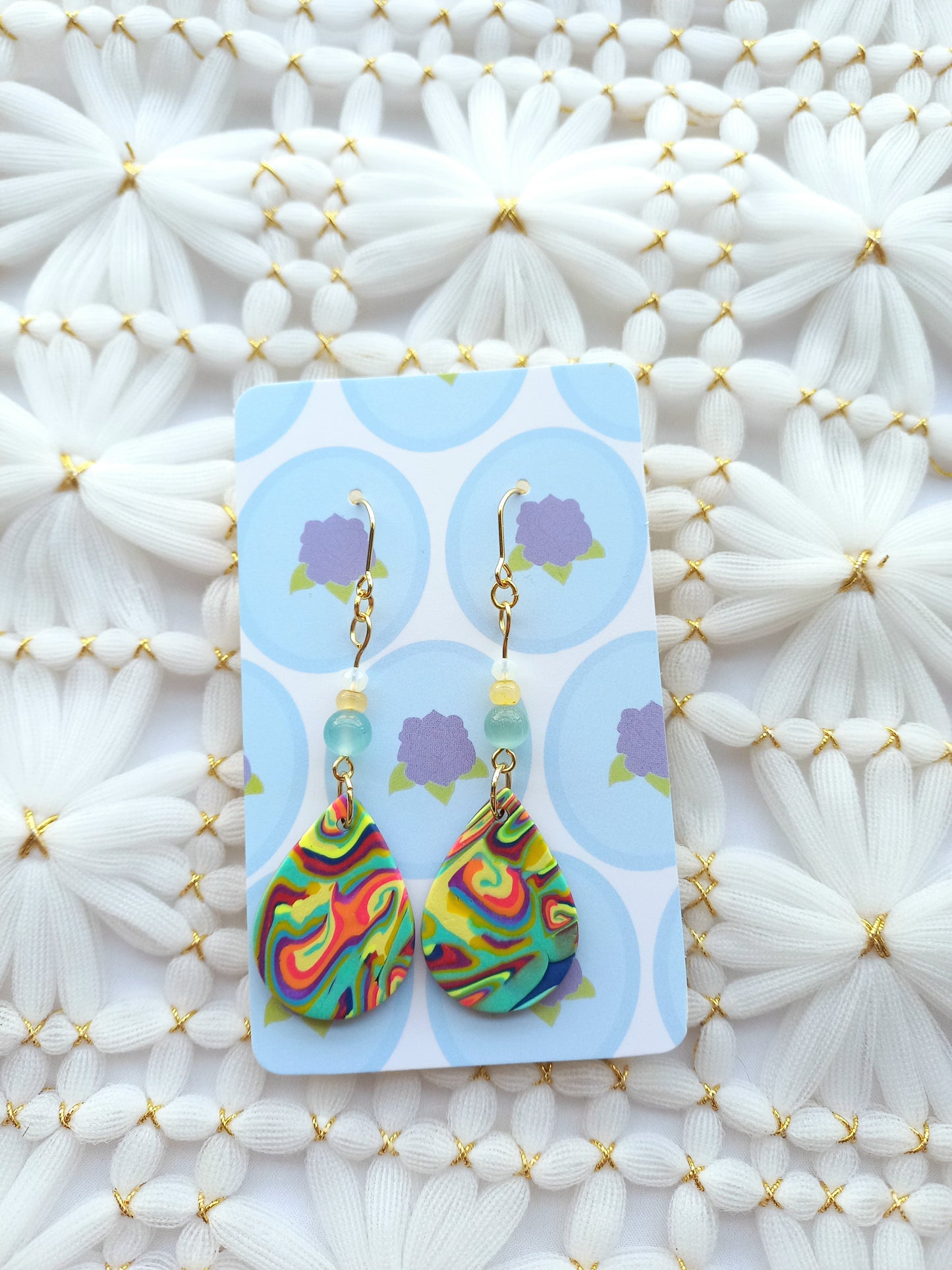 Multicoloured Swirl Teardrop Earrings