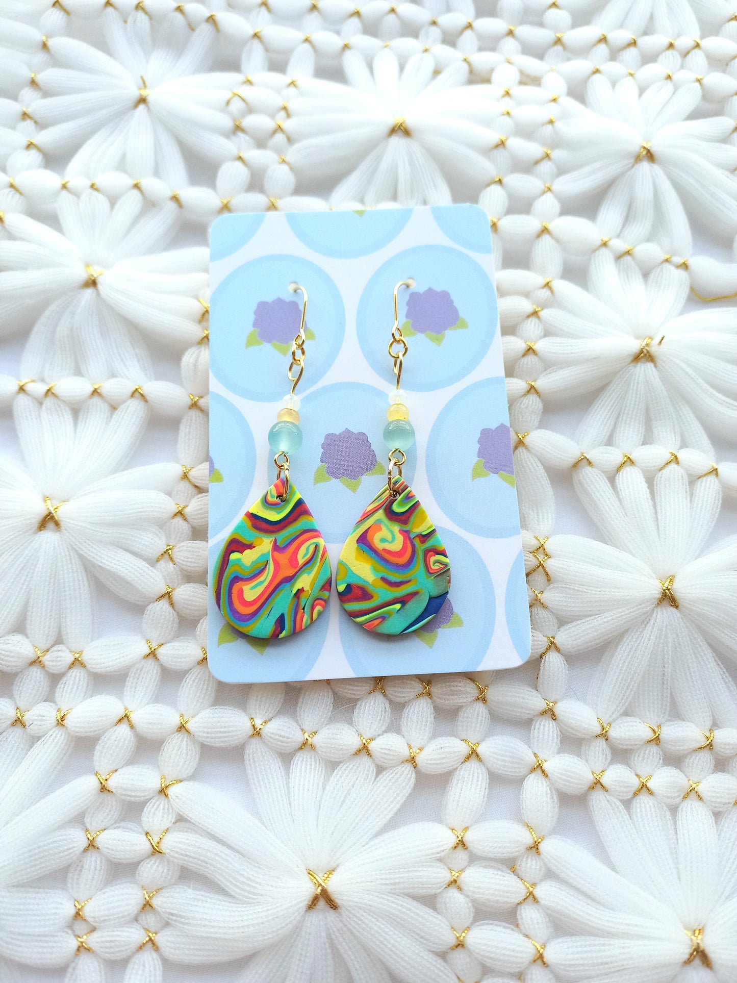 Multicoloured Swirl Teardrop Earrings