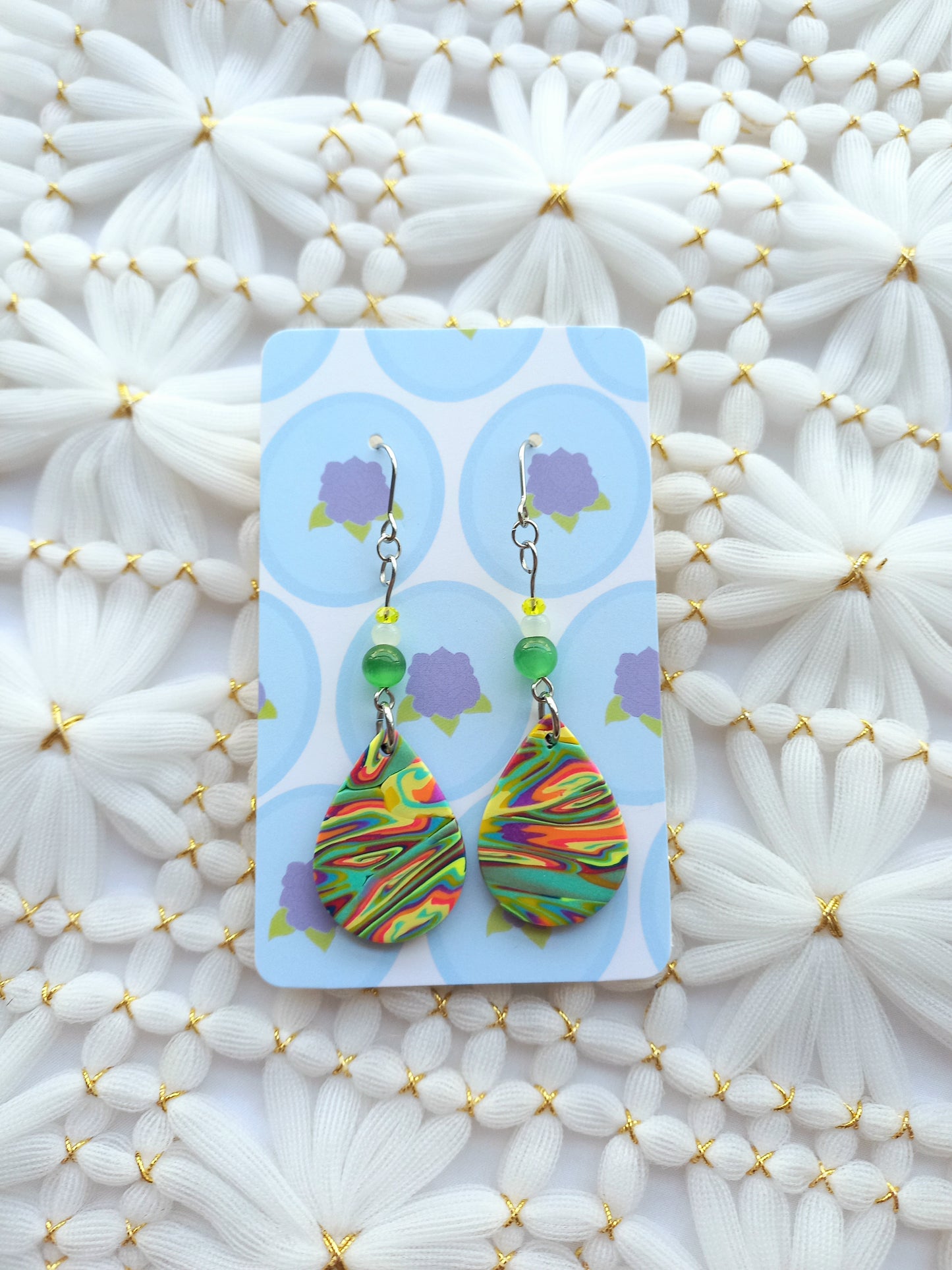 Multicoloured Swirl Teardrop Earrings