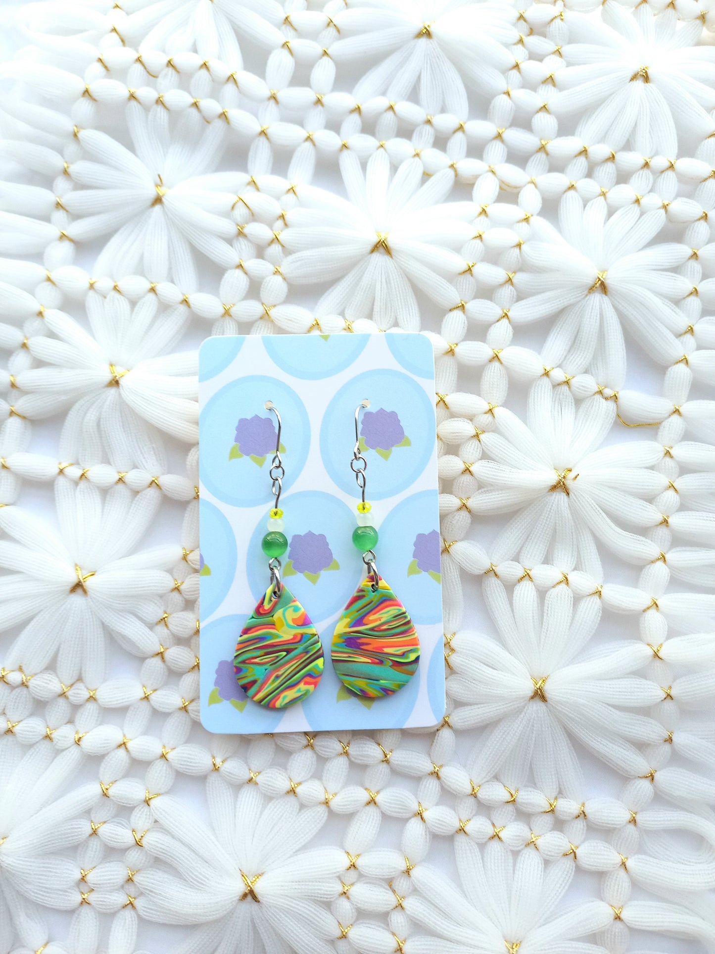 Multicoloured Swirl Teardrop Earrings
