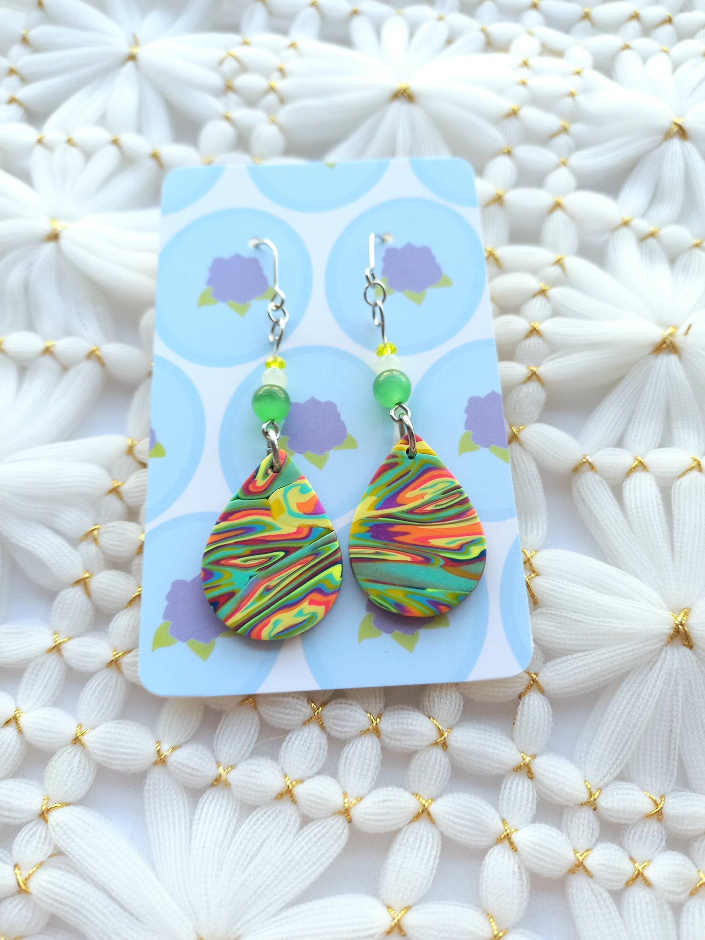 Multicoloured Swirl Teardrop Earrings