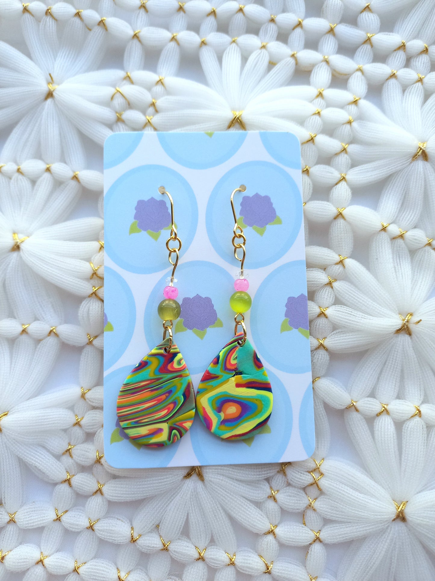 Multicoloured Swirl Teardrop Earrings