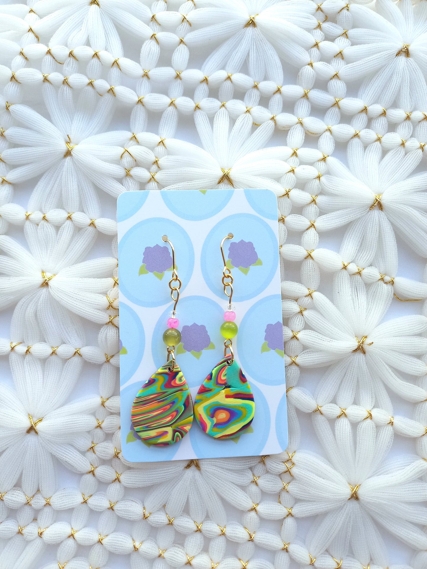 Multicoloured Swirl Teardrop Earrings