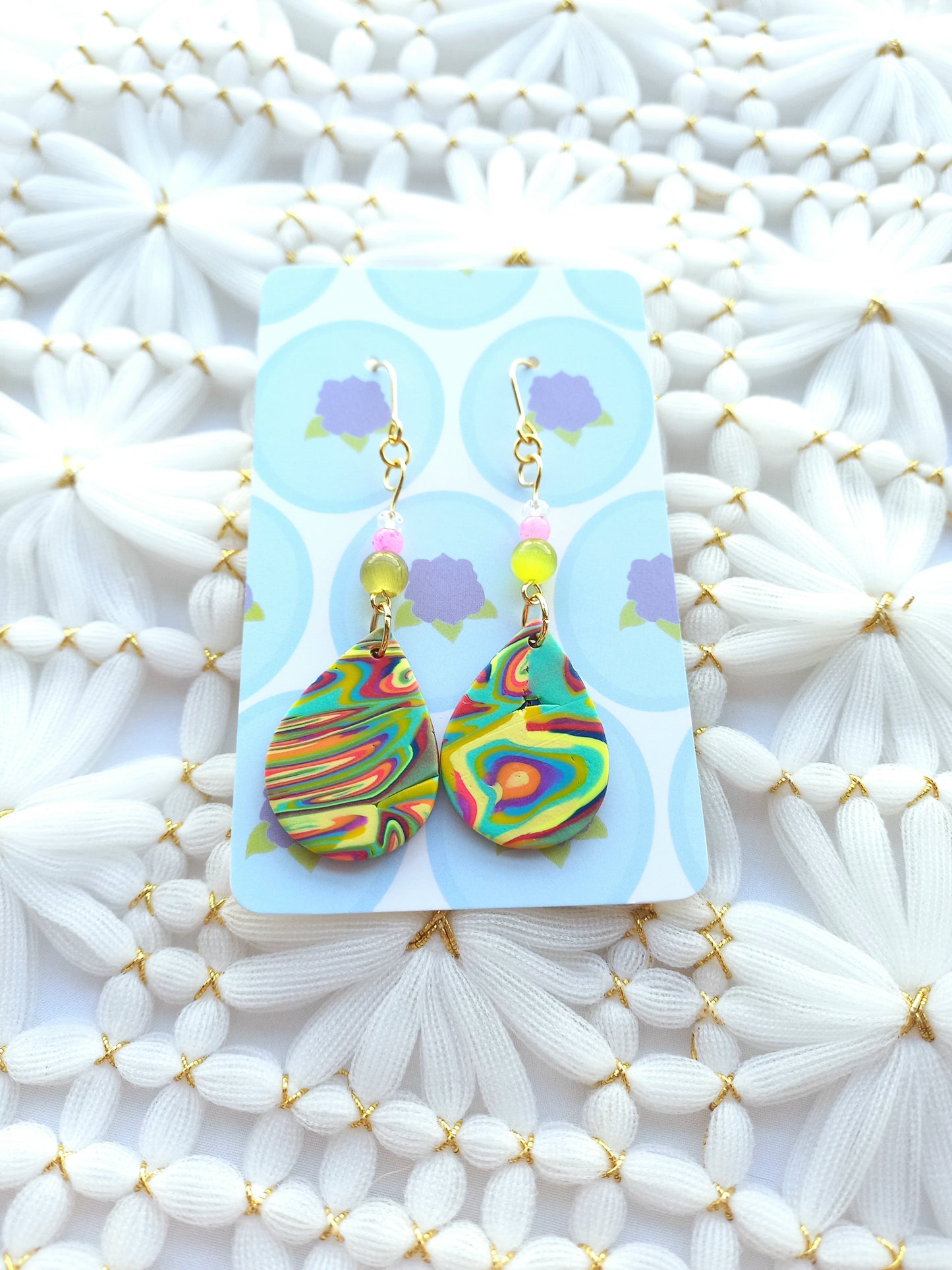 Multicoloured Swirl Teardrop Earrings