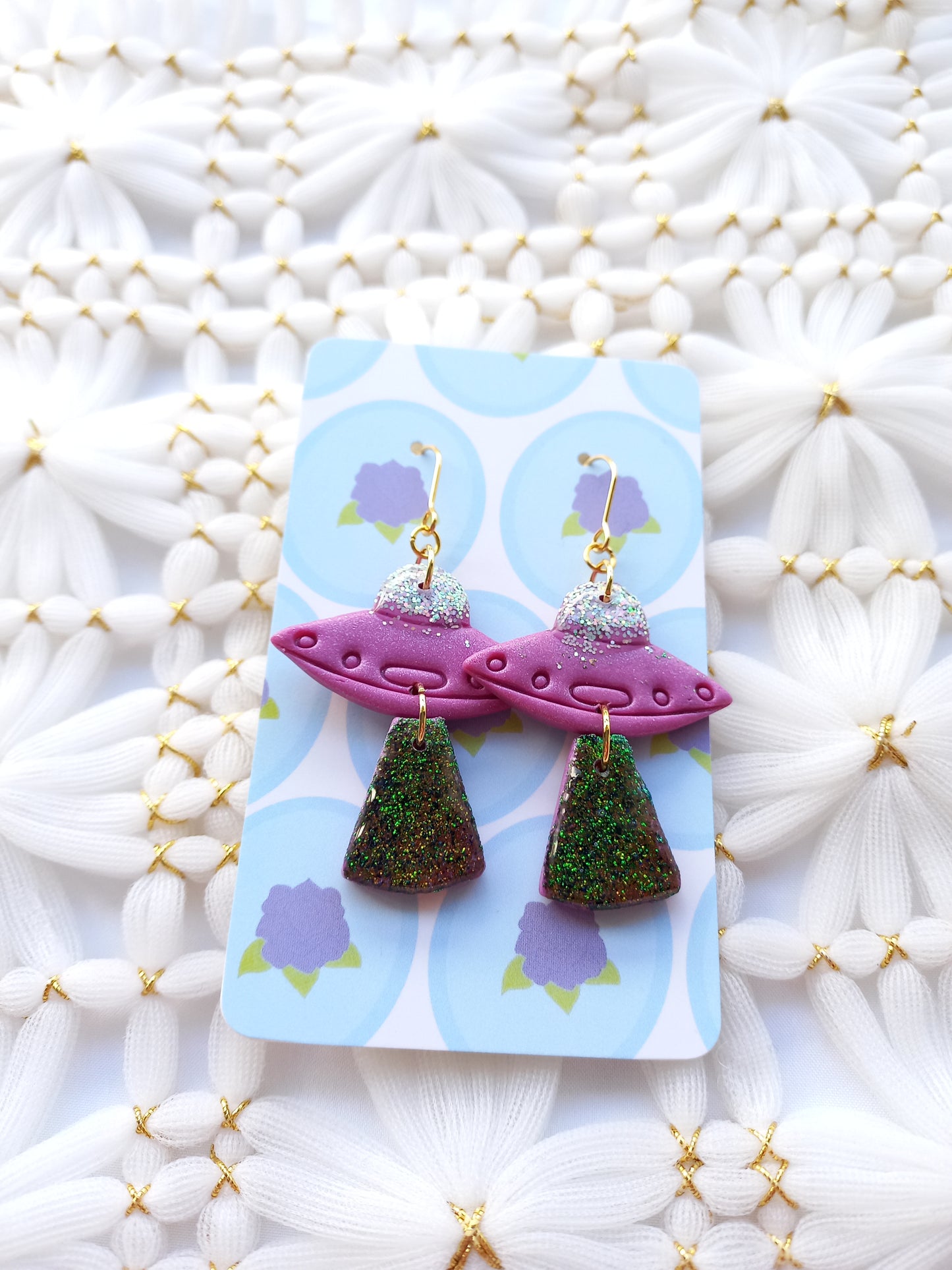 Purple & Green UFO Earrings | Fantasy