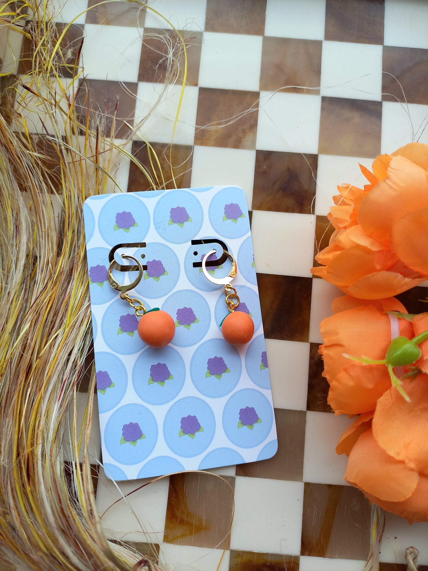 Orange Huggie Earrings
