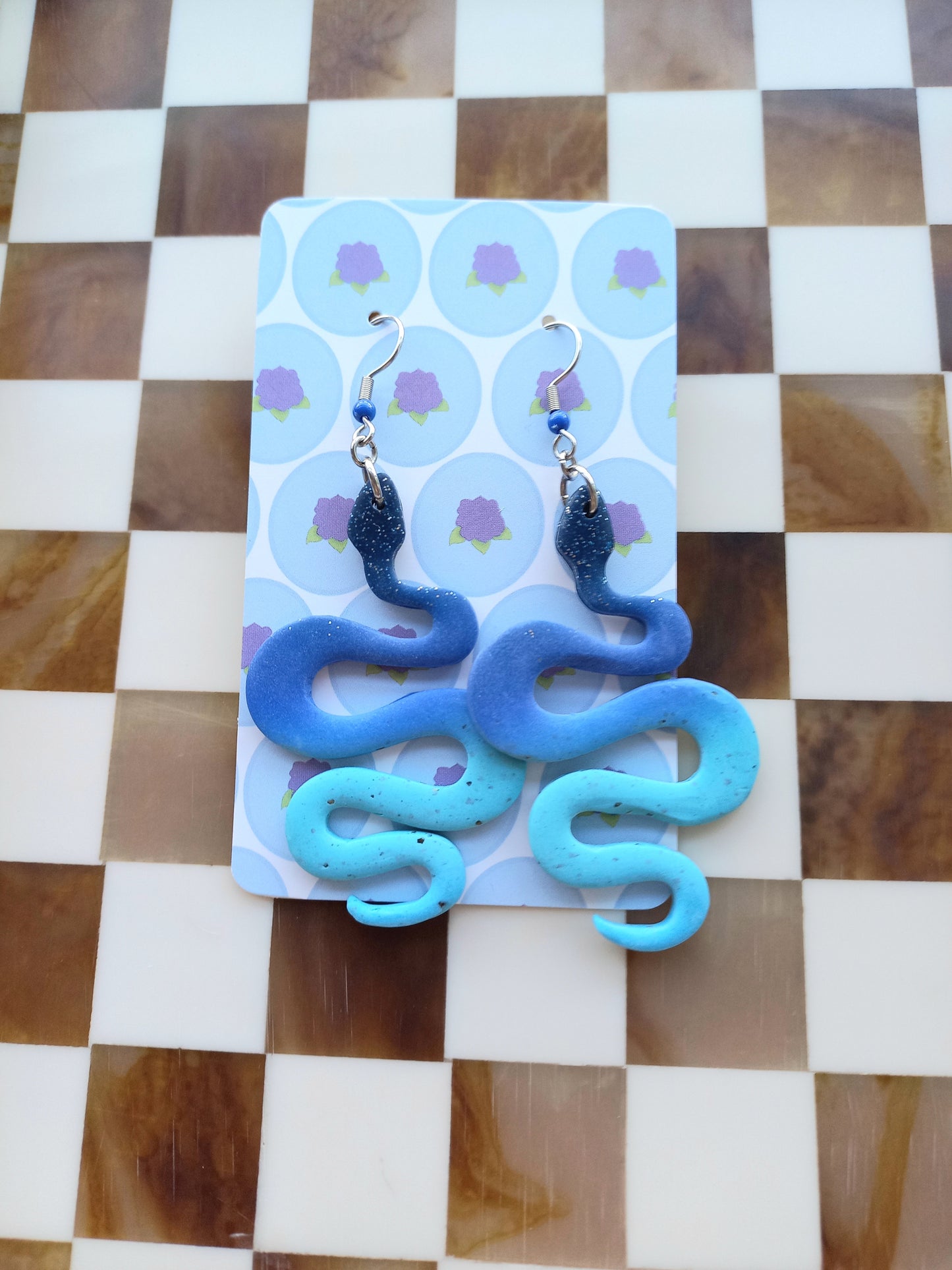 Blue Snake Earrings