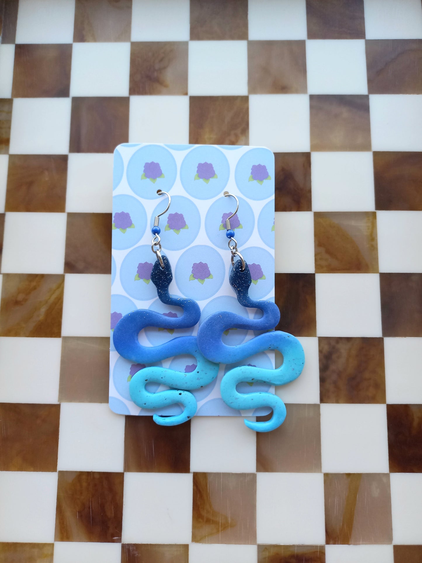 Blue Snake Earrings