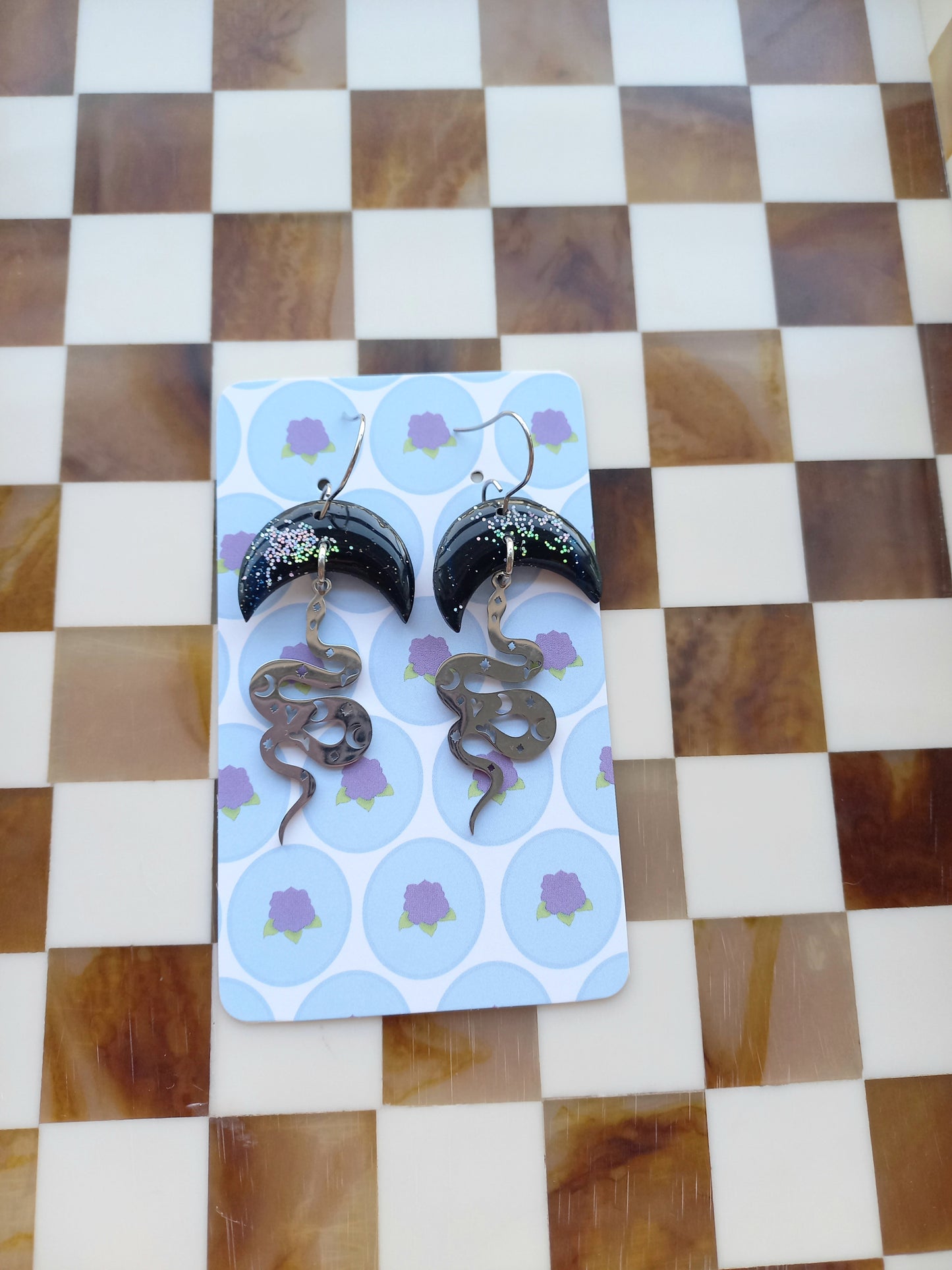Moonlit Snake Earrings