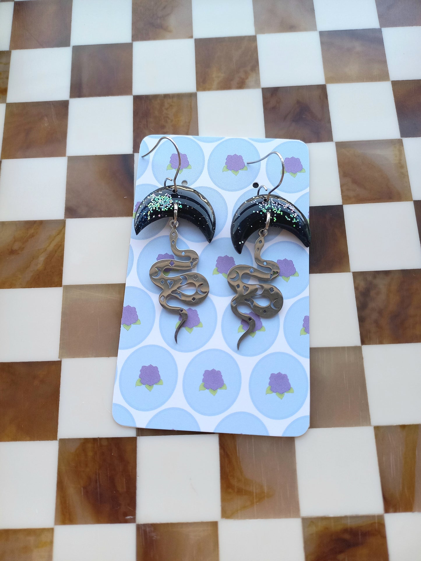 Moonlit Snake Earrings