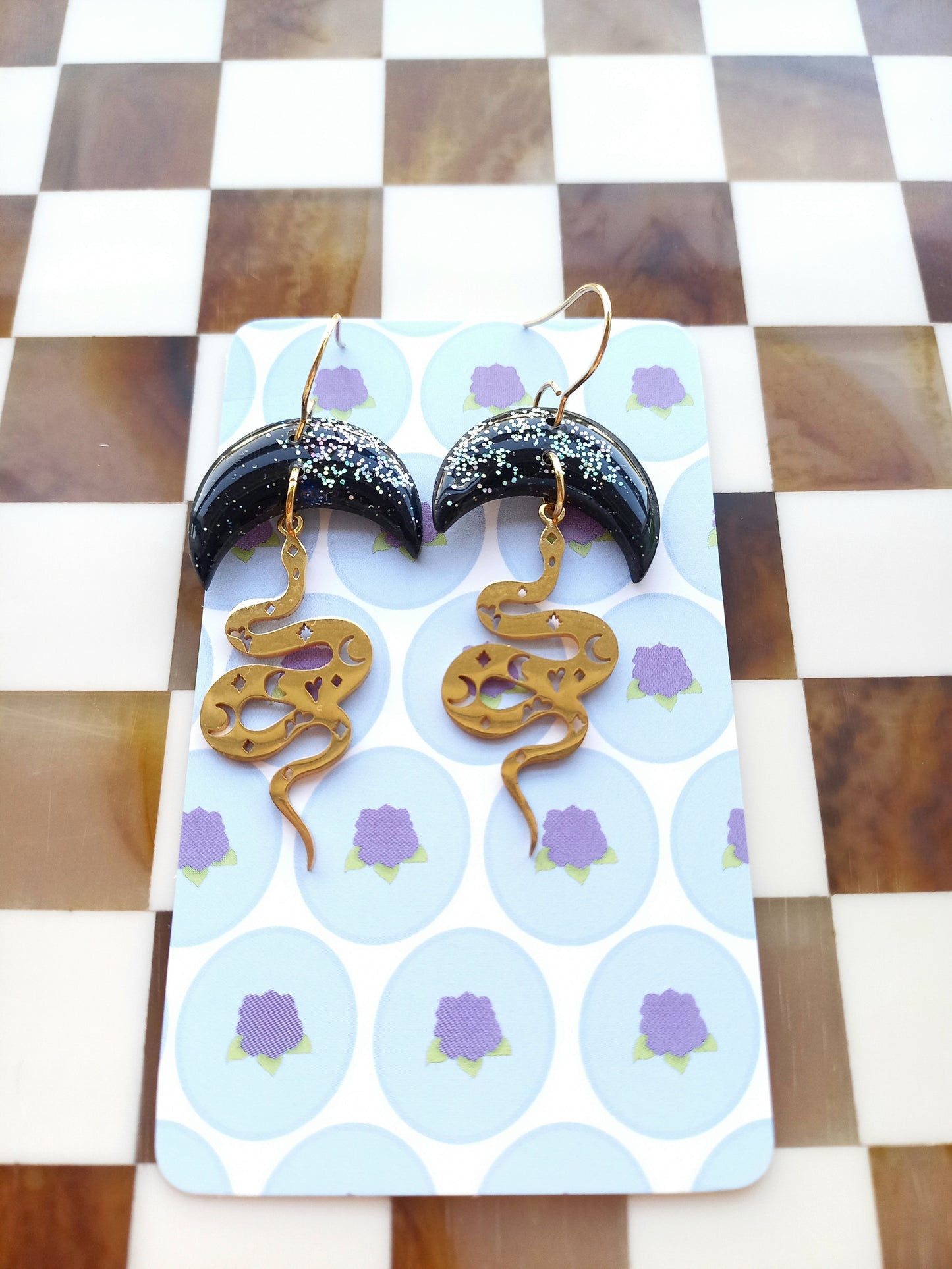 Moonlit Snake Earrings