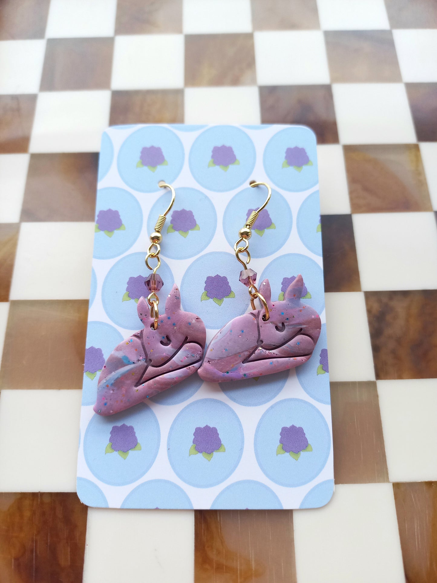 Sleeping Rosewood Fawn Earrings