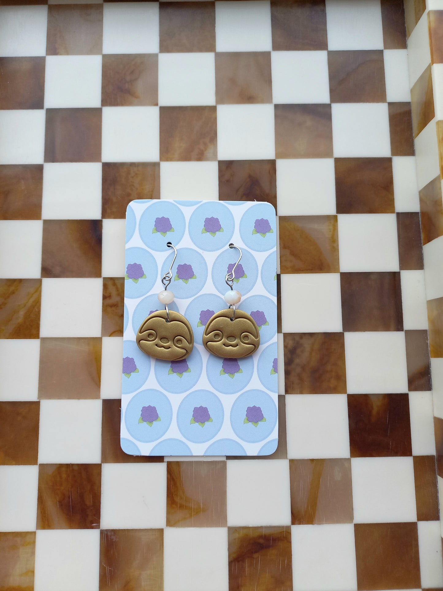 Golden Lazy Sloth Earrings