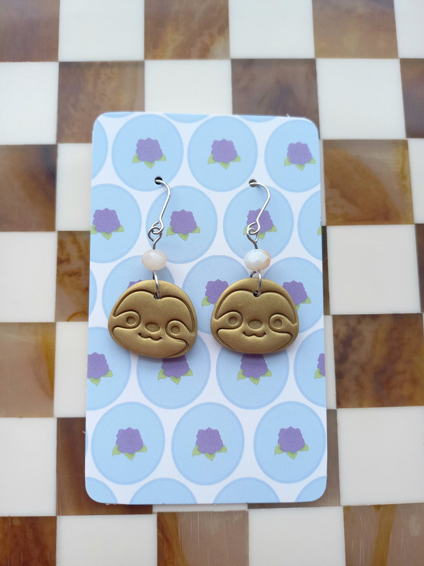 Golden Lazy Sloth Earrings