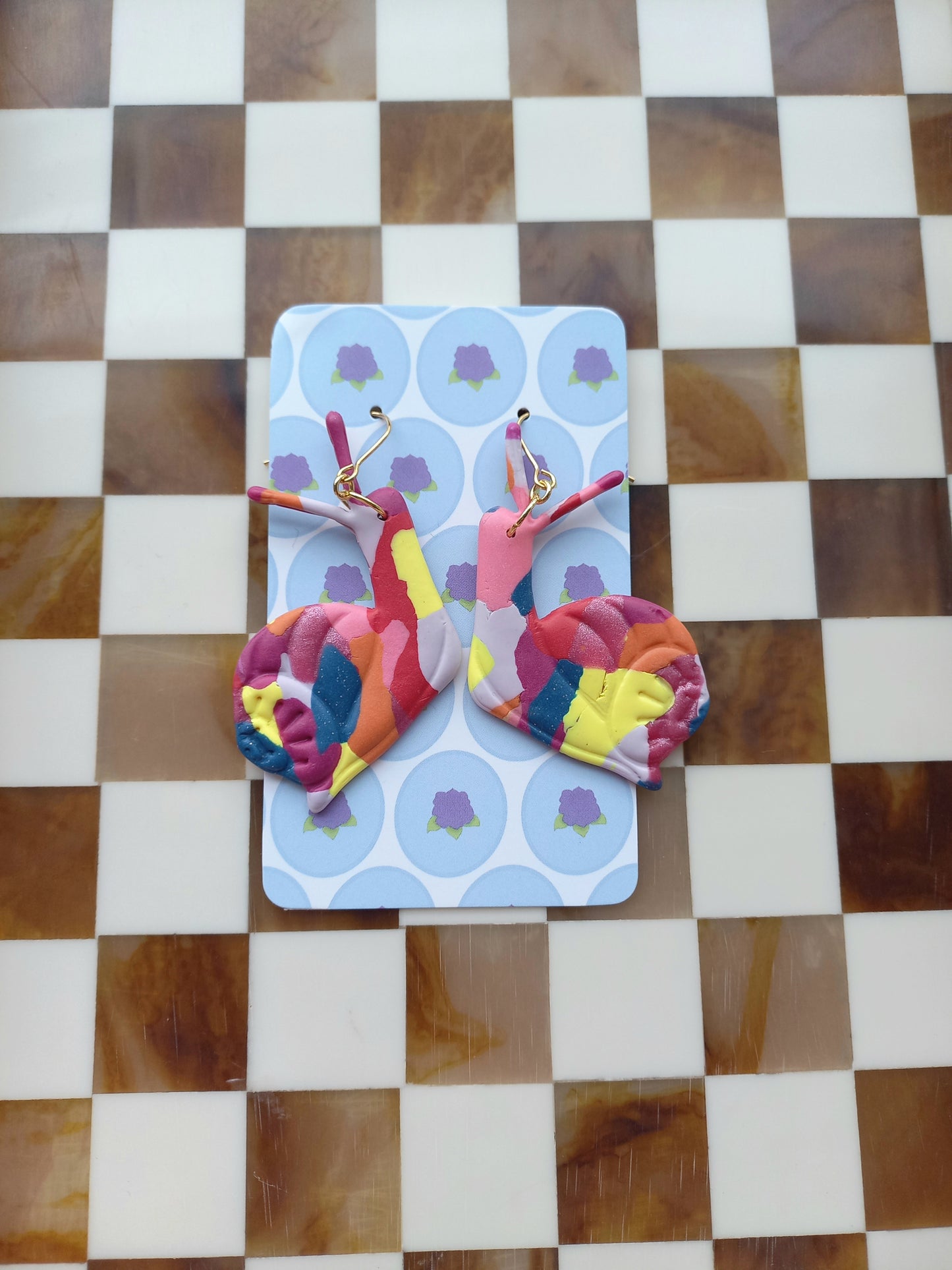 Whirly Multicoloured Snail Earrings