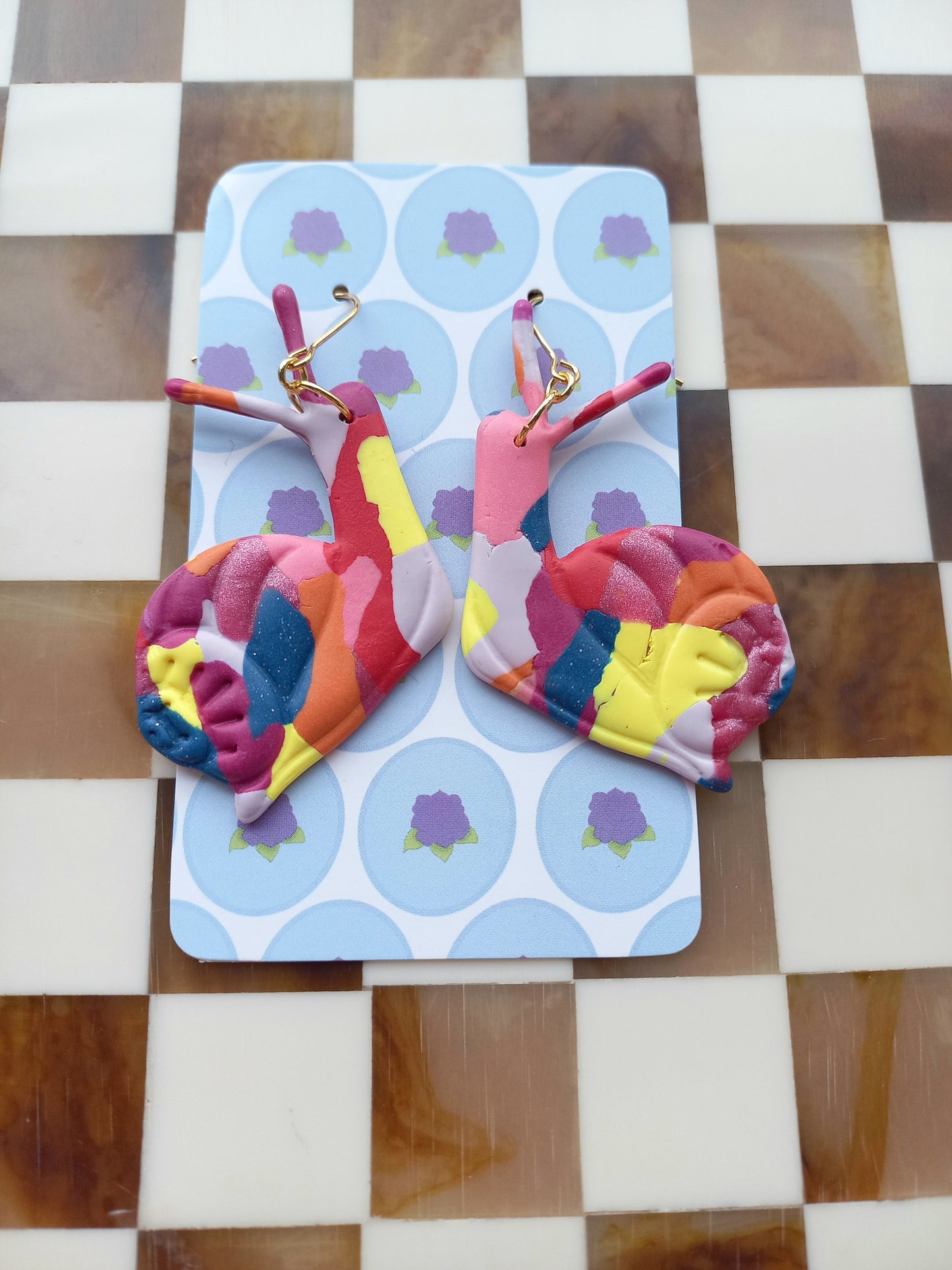 Whirly Multicoloured Snail Earrings
