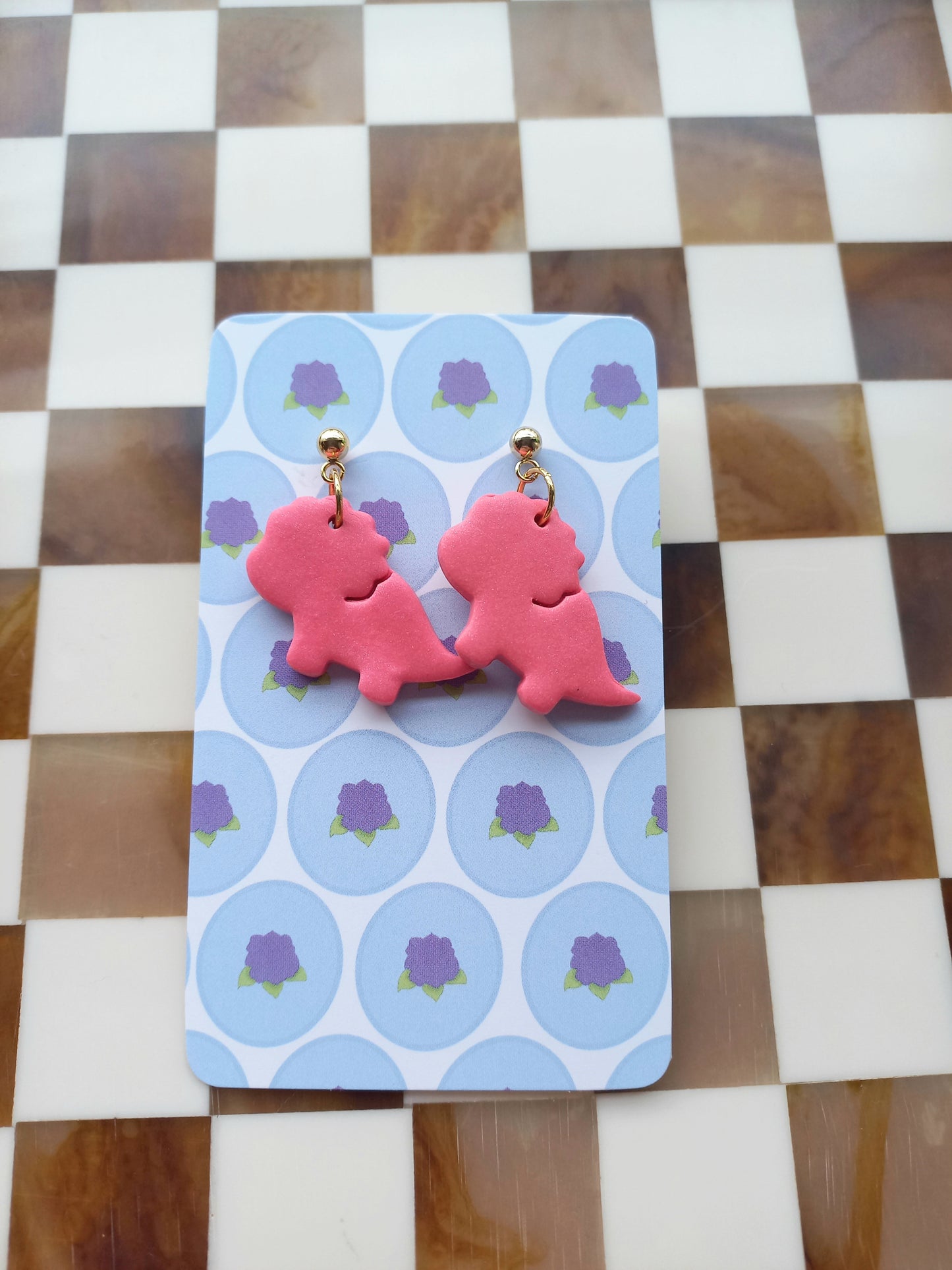 Bubblegum Triceratops Earrings