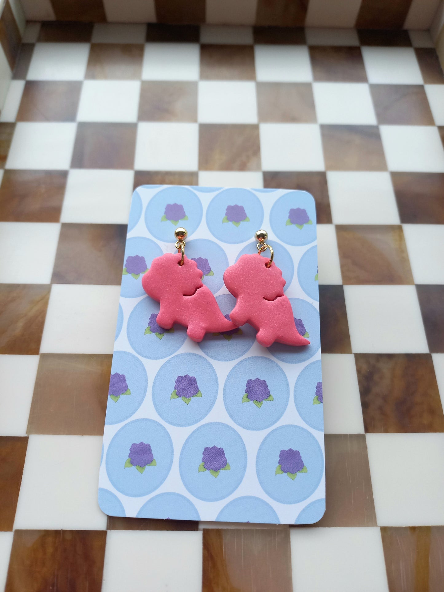 Bubblegum Triceratops Earrings
