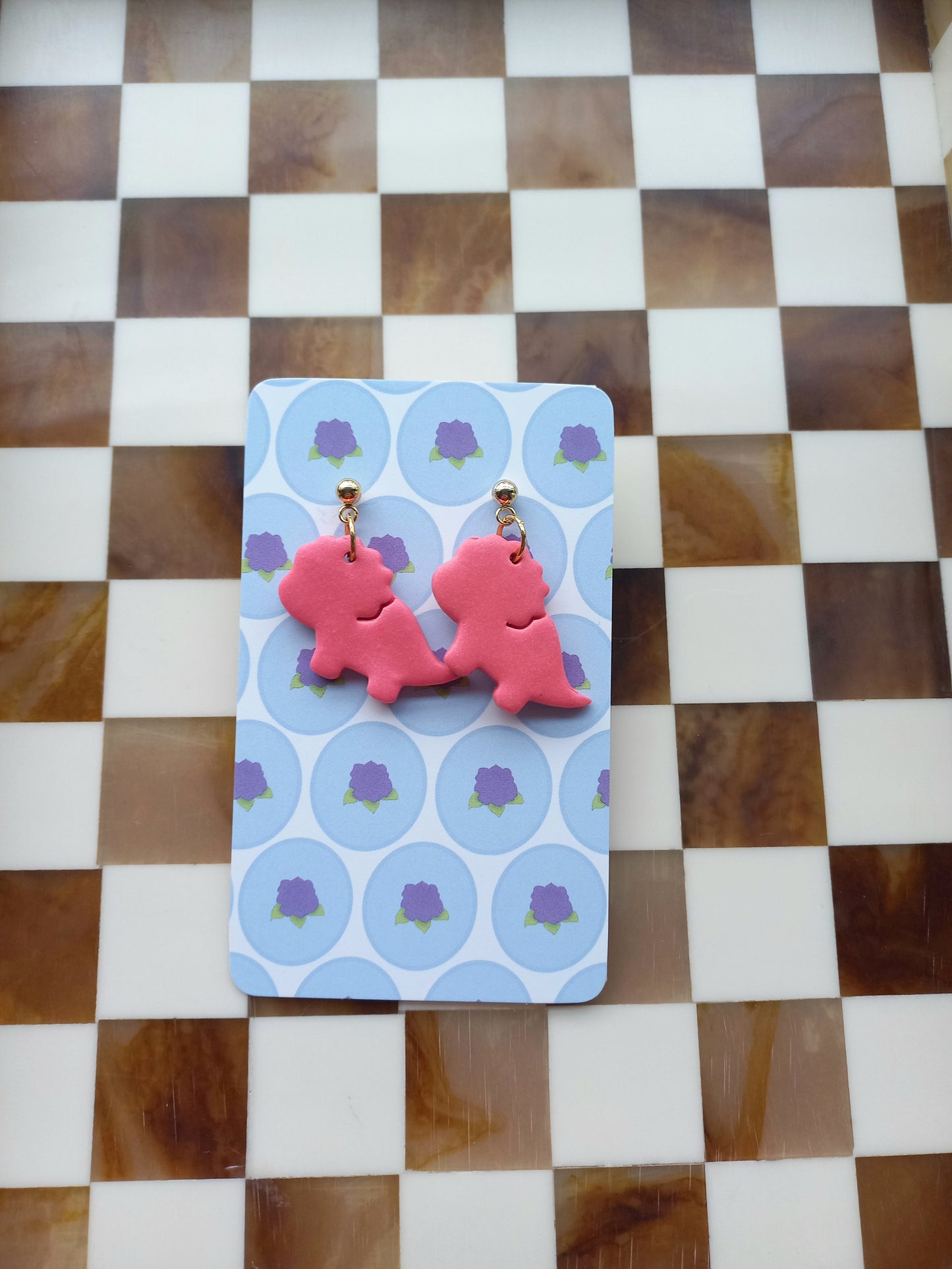 Bubblegum Triceratops Earrings