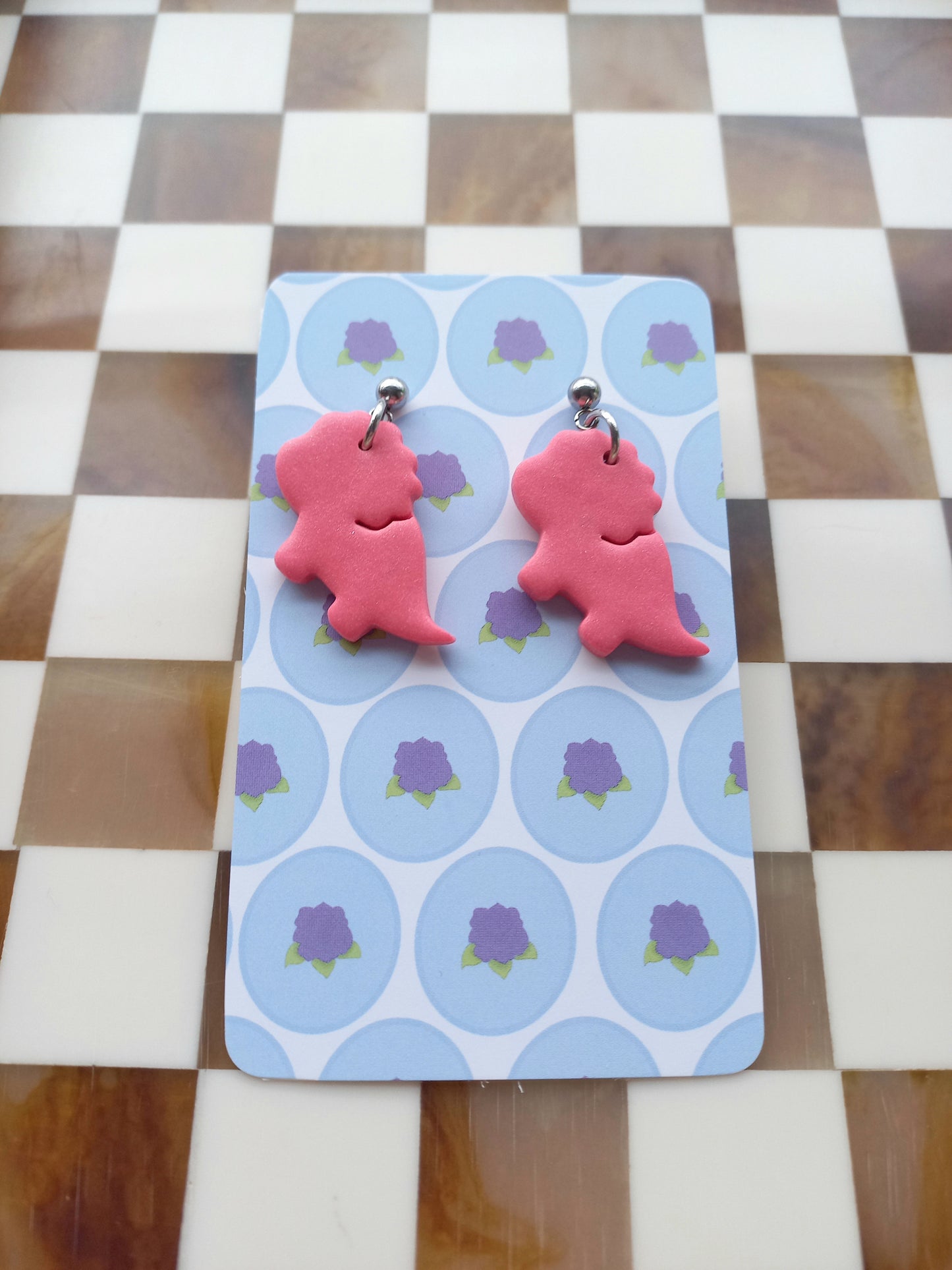Bubblegum Triceratops Earrings
