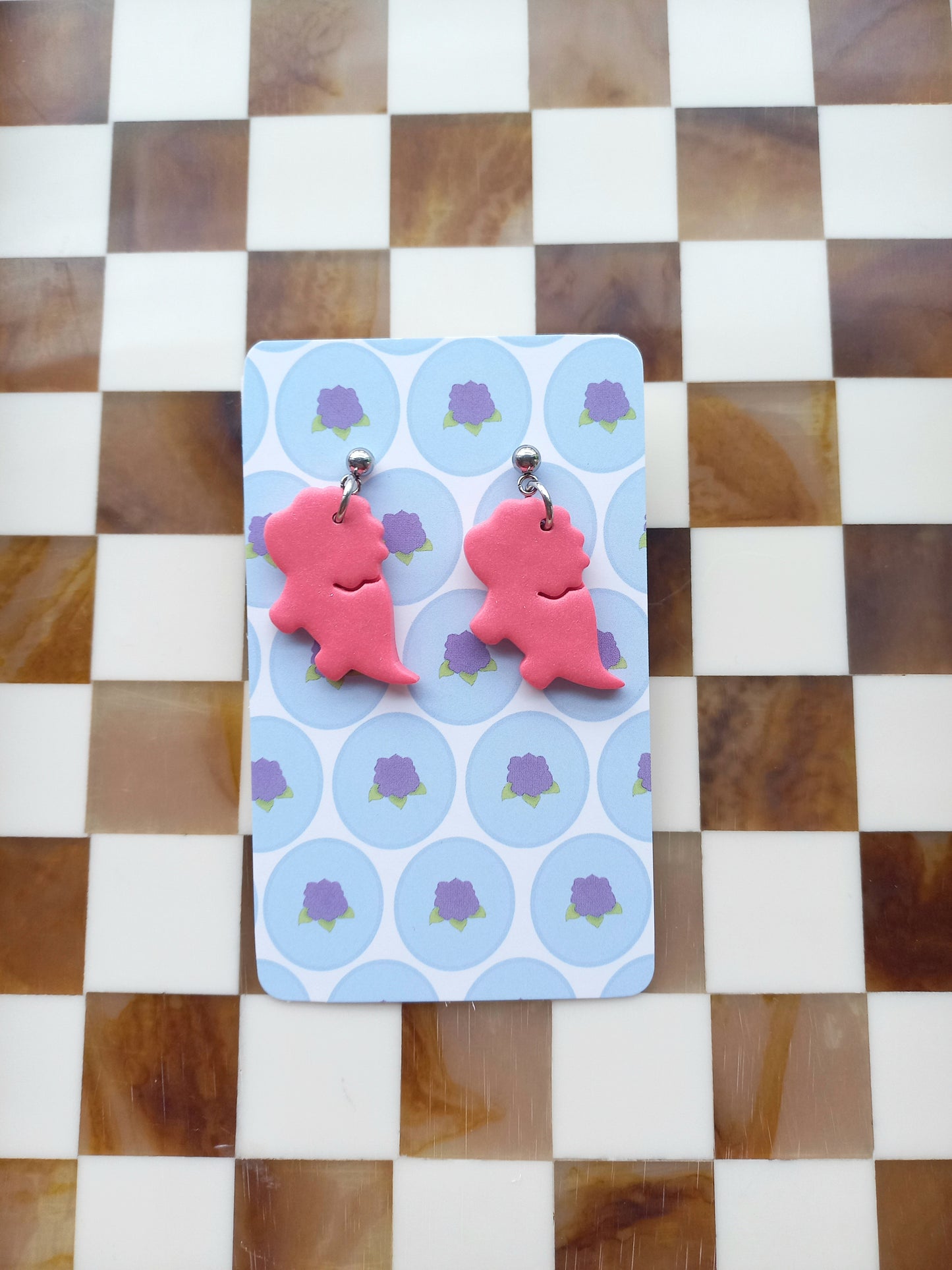 Bubblegum Triceratops Earrings