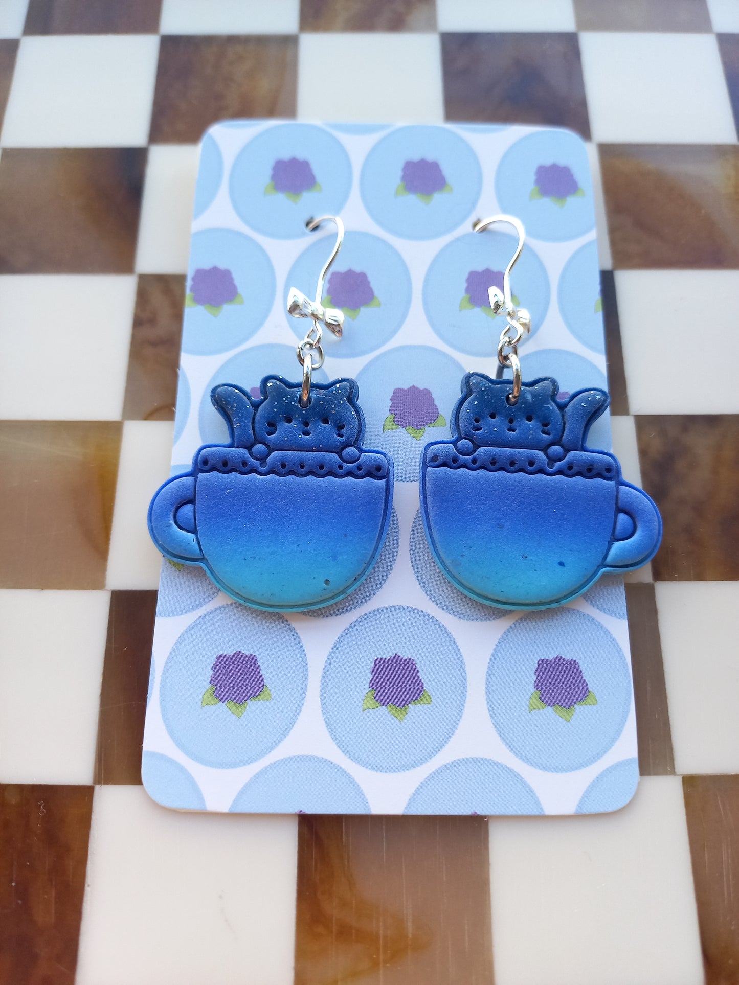 Tea Cup Cat Earrings