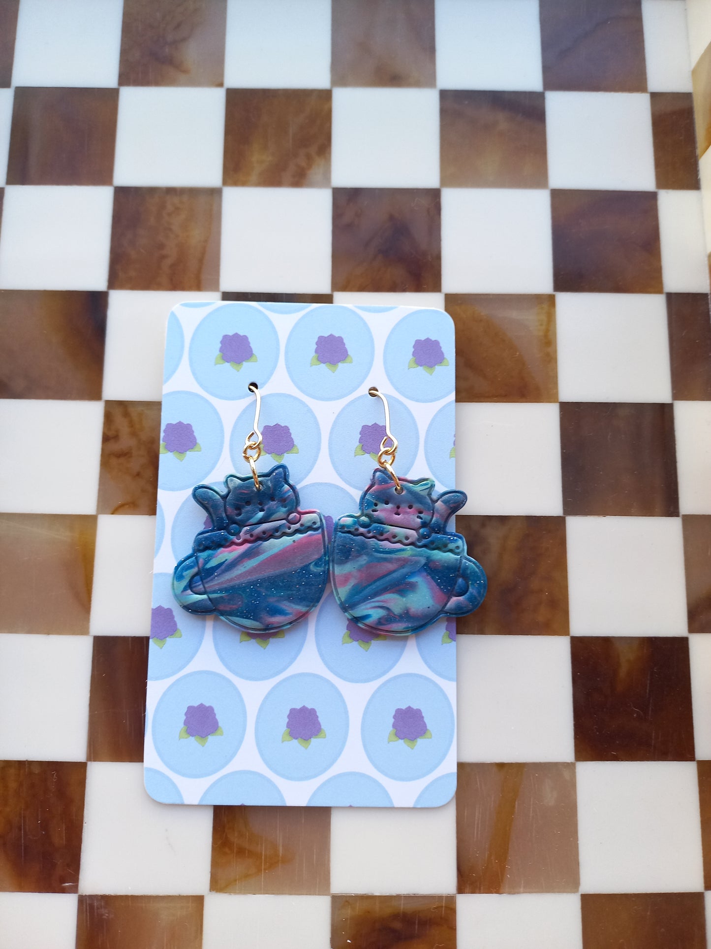 Tea Cup Cat Earrings
